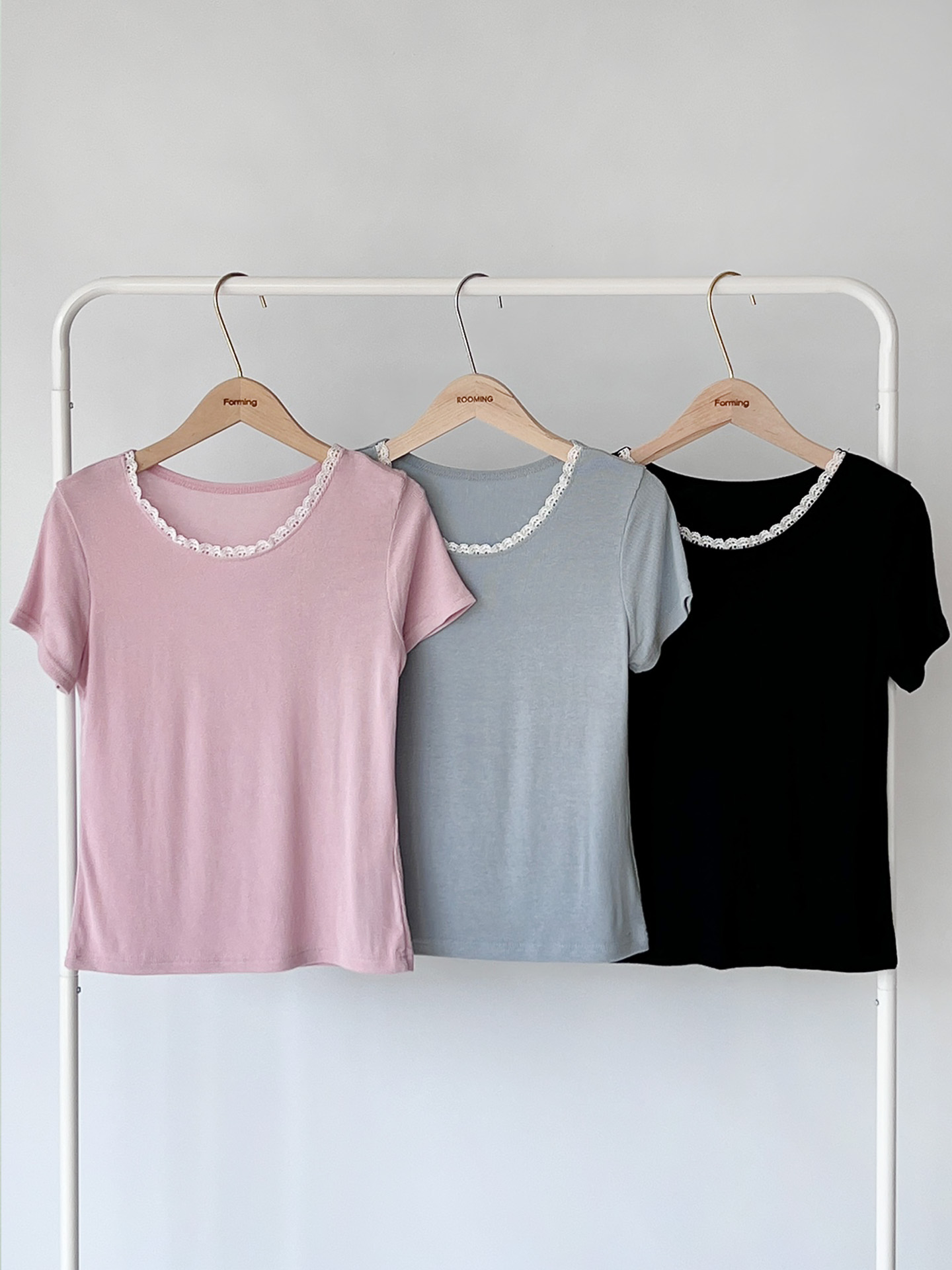 スカラップレースラウンドネック半袖Tシャツ | 詳細画像19