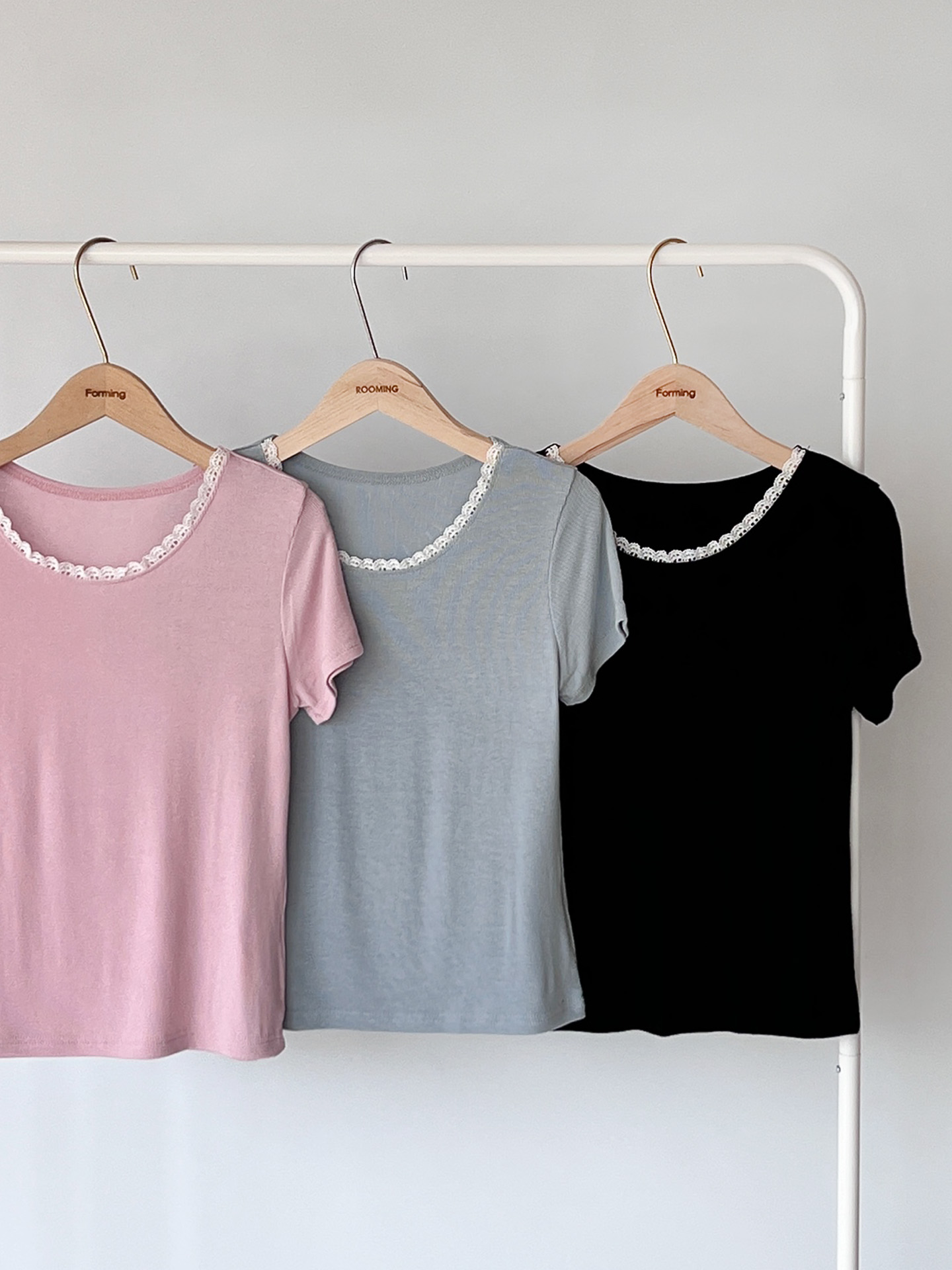 スカラップレースラウンドネック半袖Tシャツ | 詳細画像20
