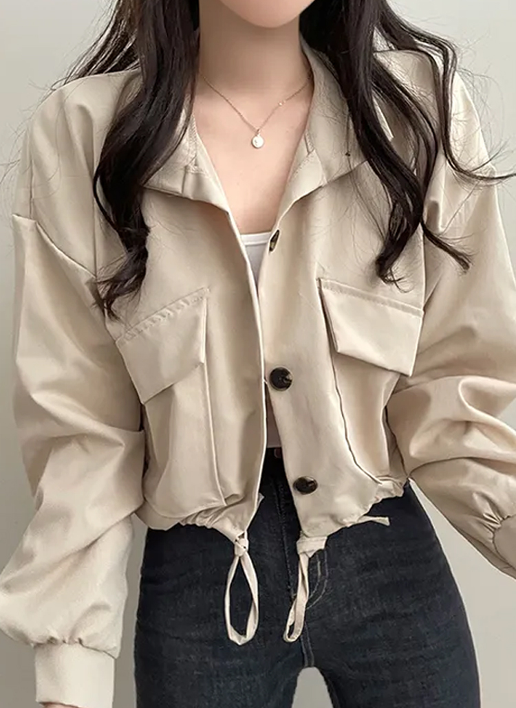 DAZY ジャケット フラップポケット ドロップショルダー ドローストリング裾 DAZY フラップポケット ドロップショルダー ドローストリング裾
