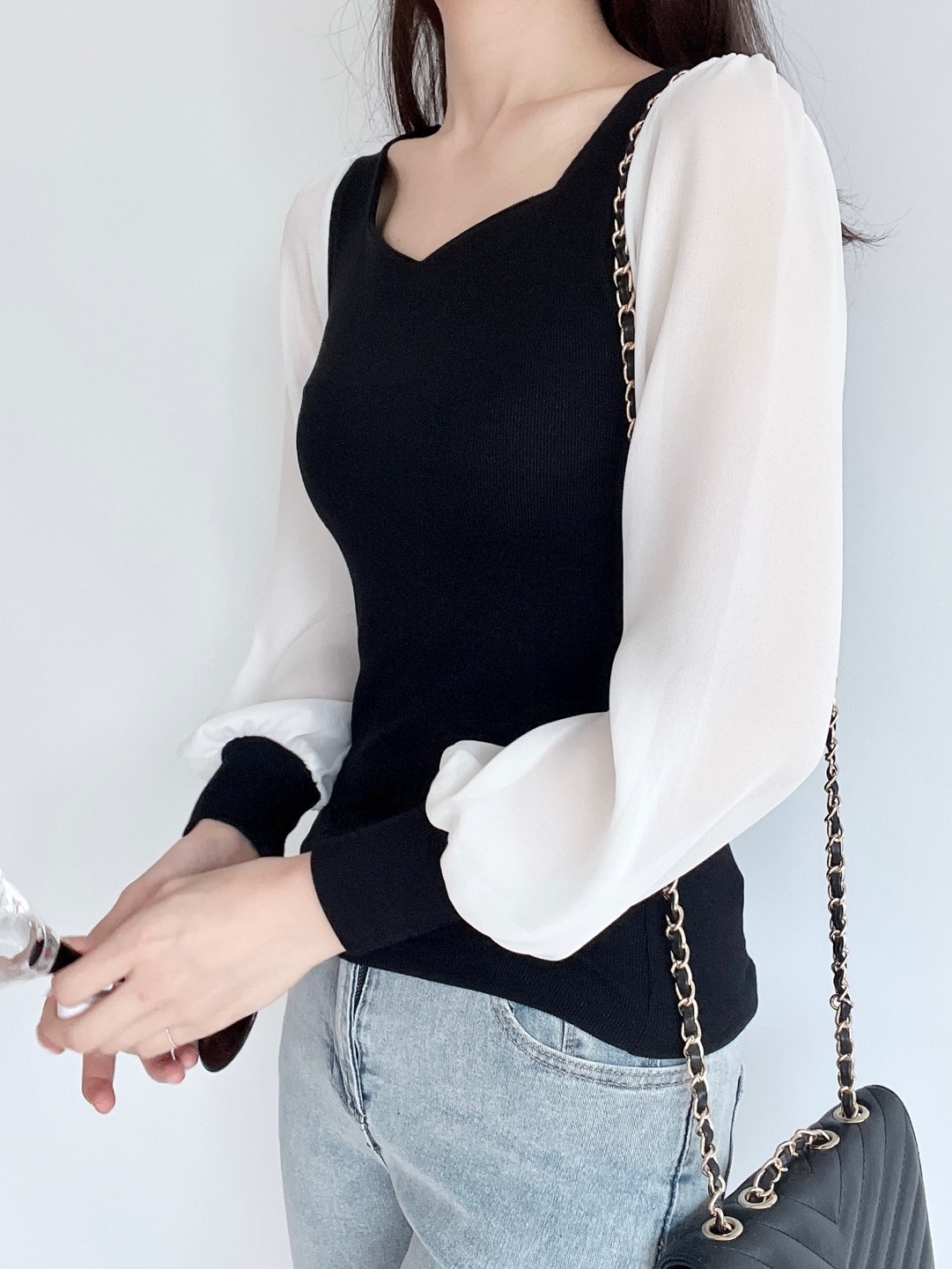 ギャザーシフォンスリーブハートネックTシャツ | 詳細画像11