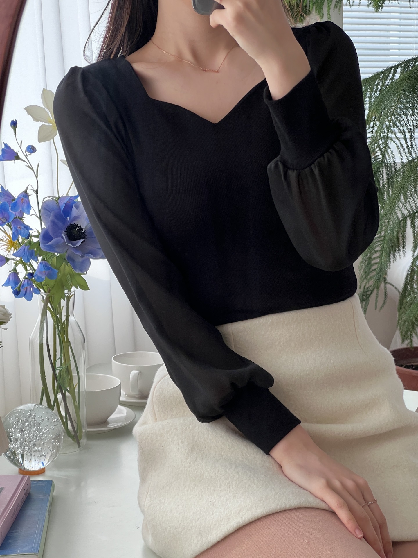 ギャザーシフォンスリーブハートネックTシャツ | 詳細画像13