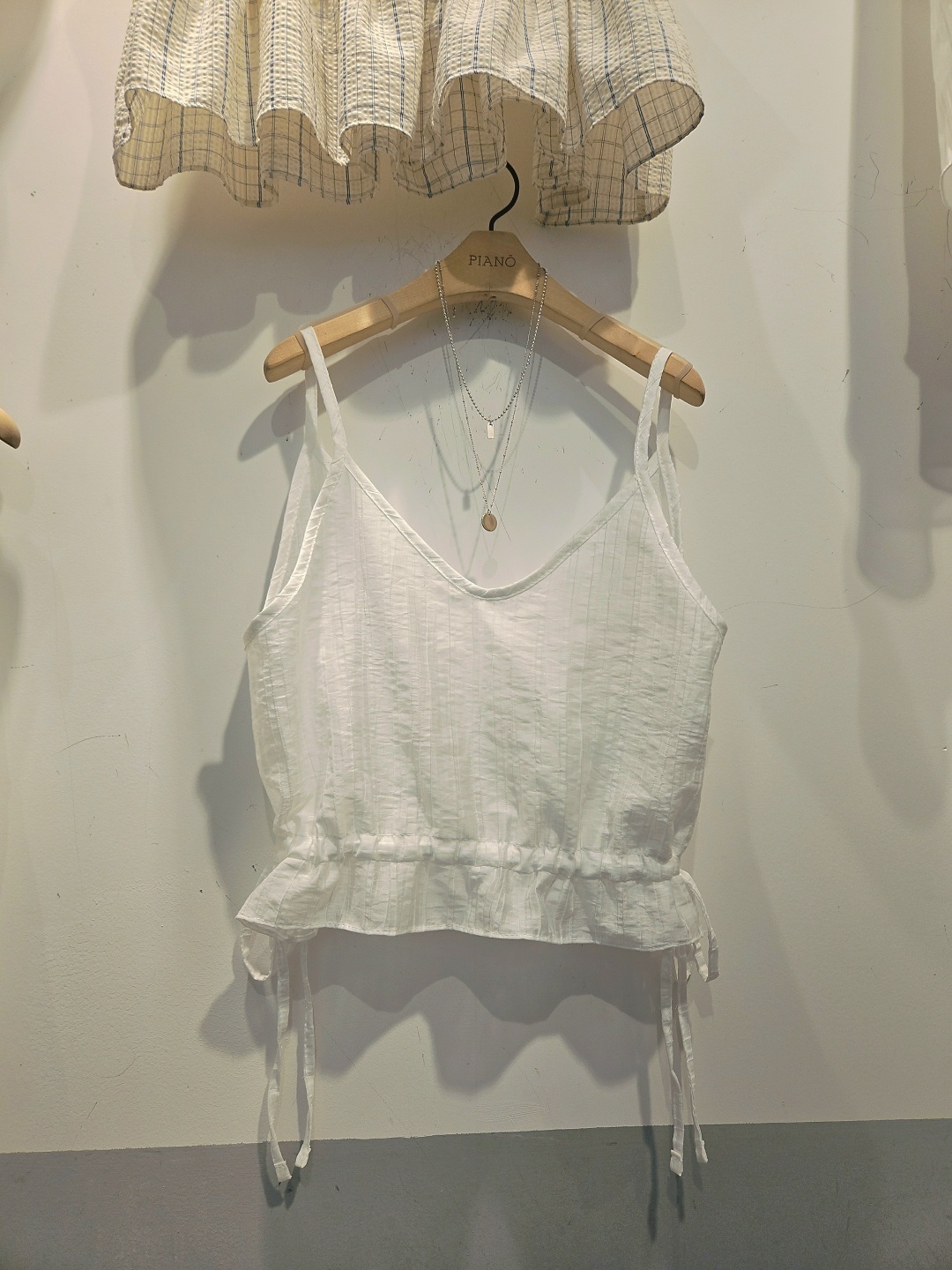 Vネックドロストペプラムストライプキャミブラウス | 詳細画像11