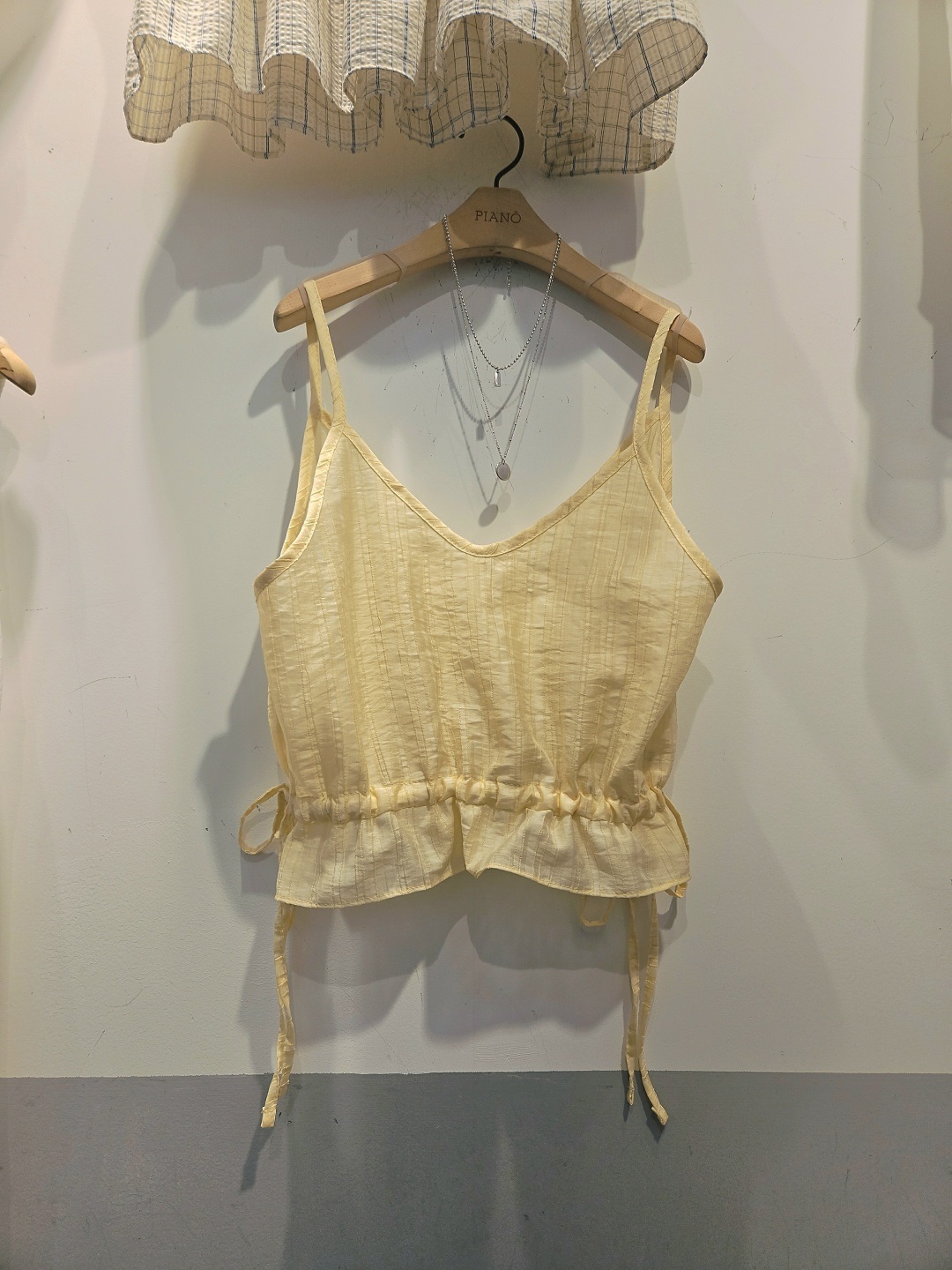 Vネックドロストペプラムストライプキャミブラウス | 詳細画像12