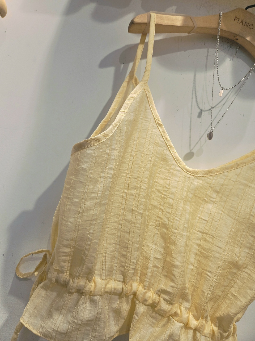 Vネックドロストペプラムストライプキャミブラウス | 詳細画像13