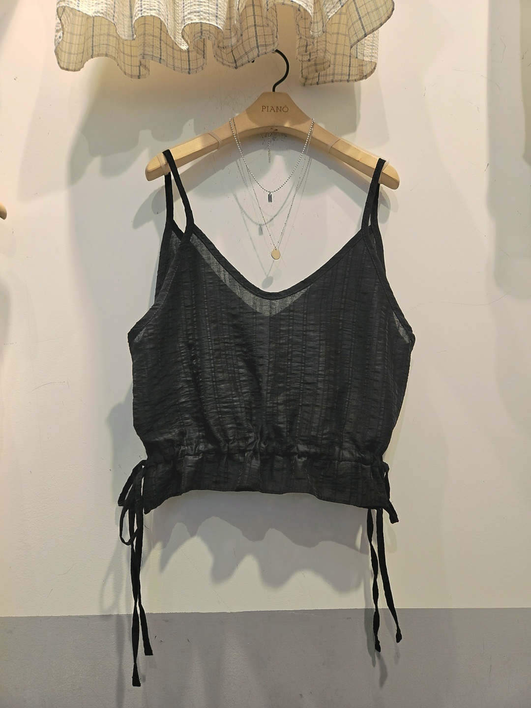 Vネックドロストペプラムストライプキャミブラウス | 詳細画像16