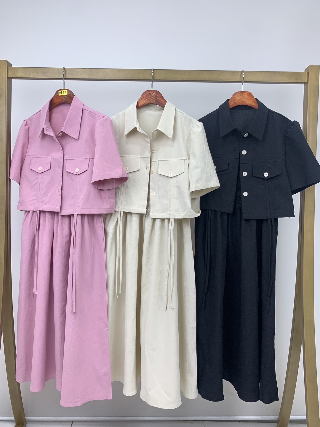 シャーリングパフ半袖ジャケット&キャミワンピースSET | 詳細画像9