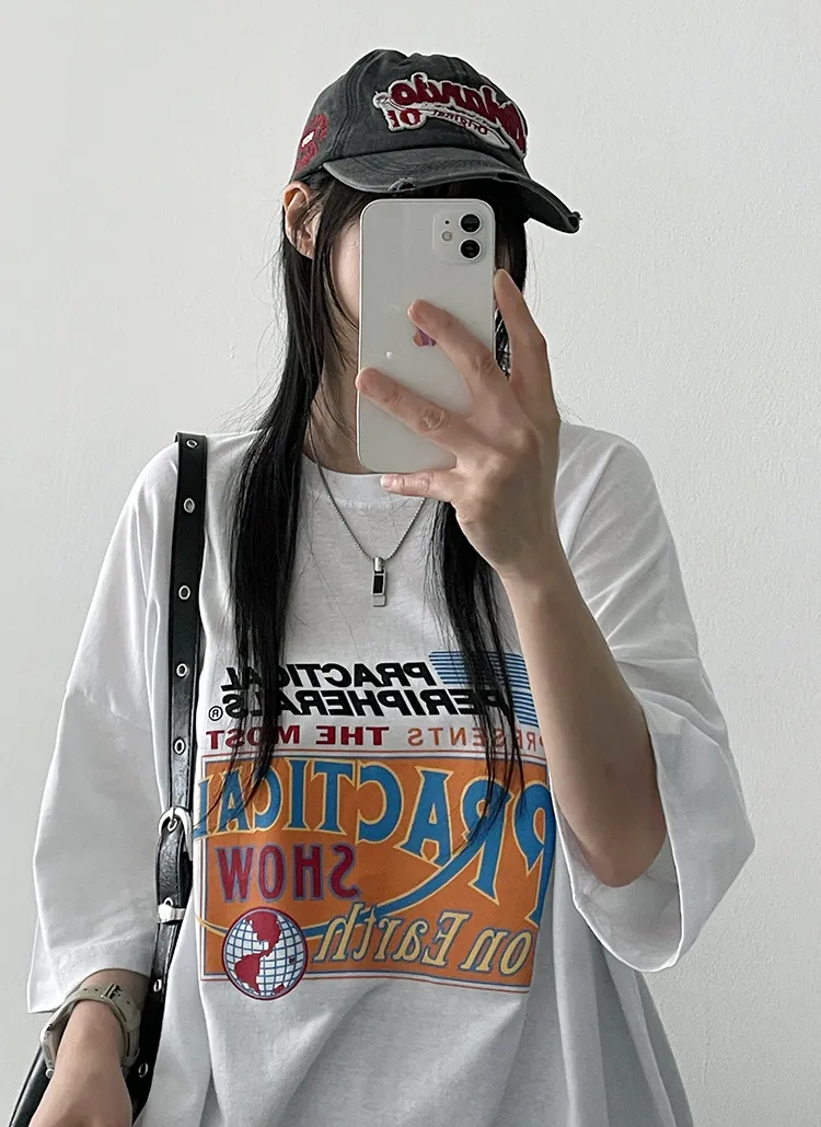 PRACTICALプリントボクシーTシャツ | hijjoo | 詳細画像1