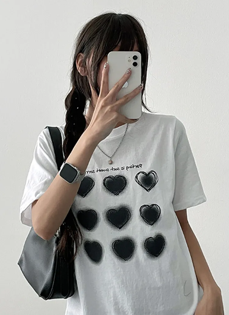 マルチハートプリント半袖Tシャツ | hijjoo | 詳細画像1