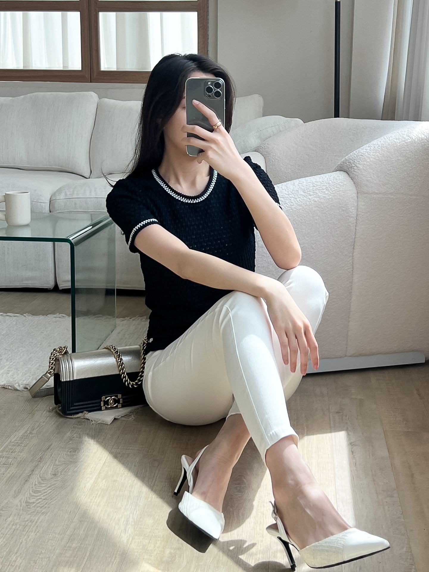 配色ラインエンボスパフ半袖Tシャツ | 詳細画像10