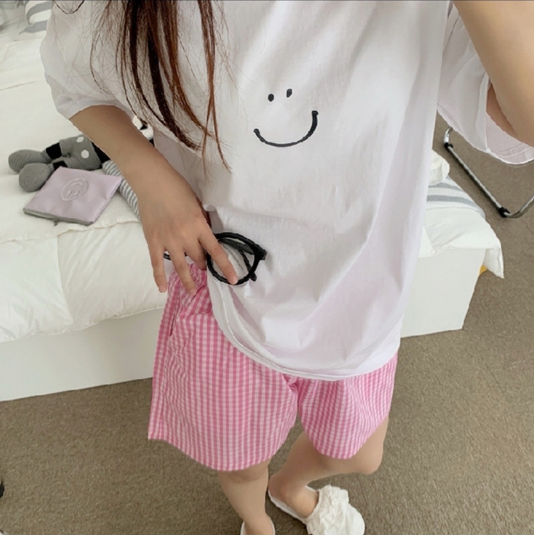 スマイル半袖Tシャツ&ギンガムチェックショートパンツSET | 詳細画像6