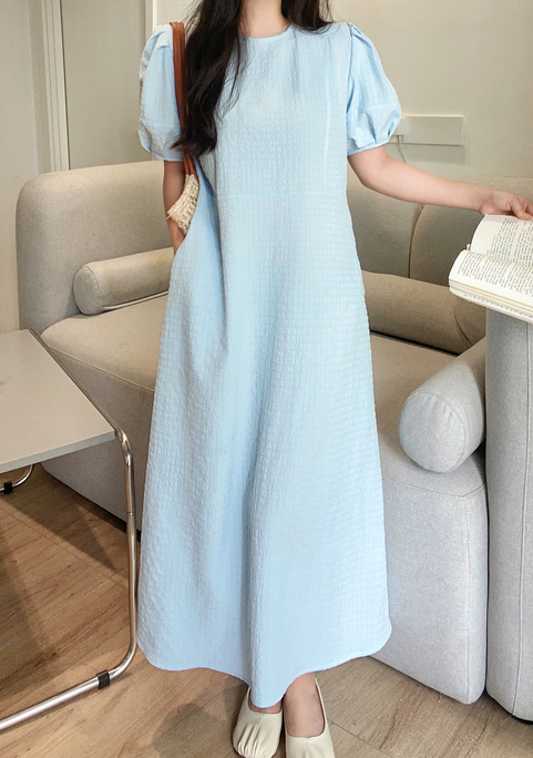 ラインリンクルパフ半袖フレアワンピース | 詳細画像18