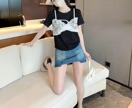 レースビスチェレイヤード風ロゴ半袖Tシャツ | 詳細画像4