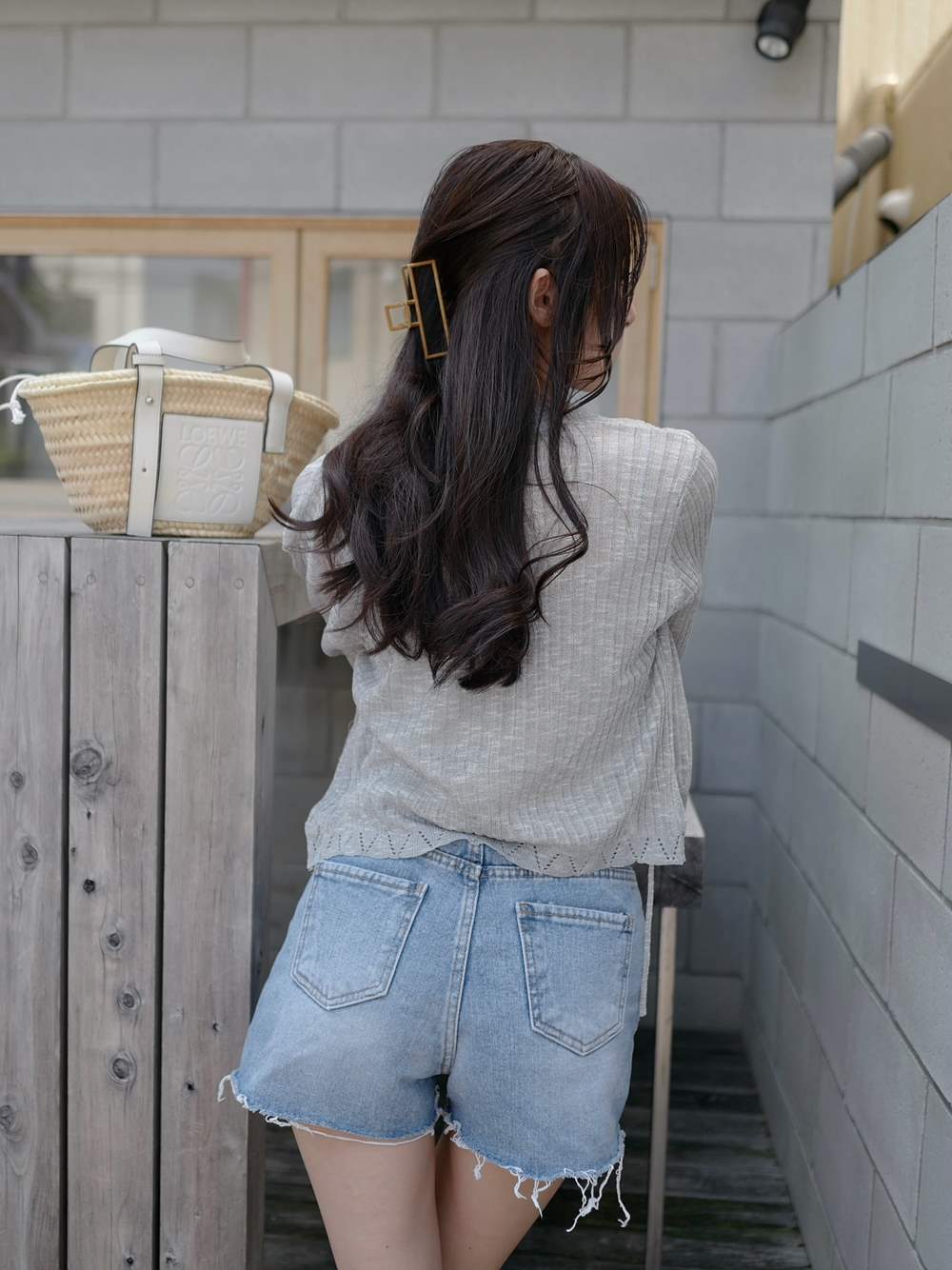 ツーボタンハイウエストデニムショートパンツ | 詳細画像7