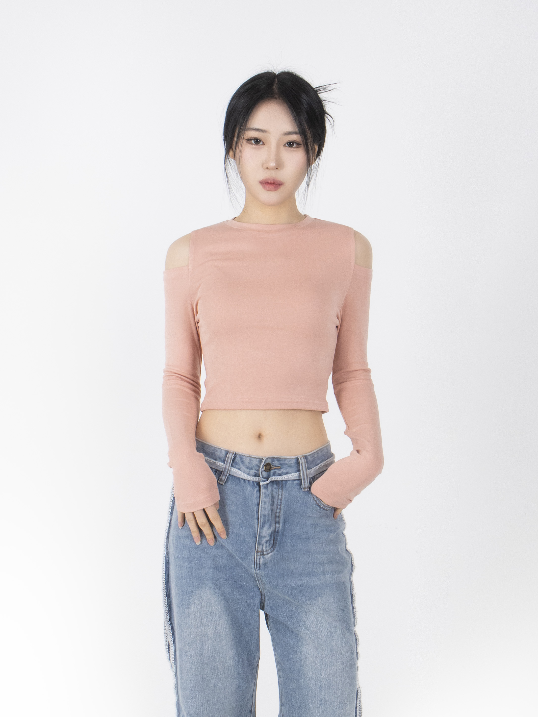 オープンショルダークロップド長袖Tシャツ | 詳細画像9