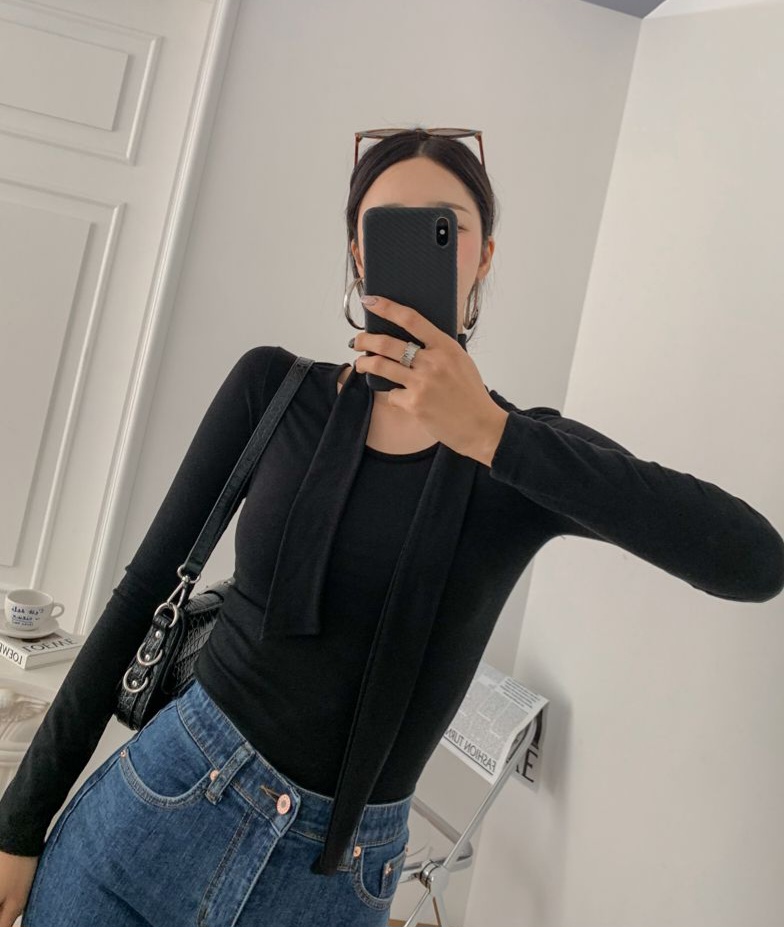 ストラップ付Uネックスリム長袖Tシャツ | 詳細画像5