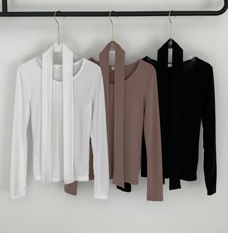 ストラップ付Uネックスリム長袖Tシャツ | 詳細画像16