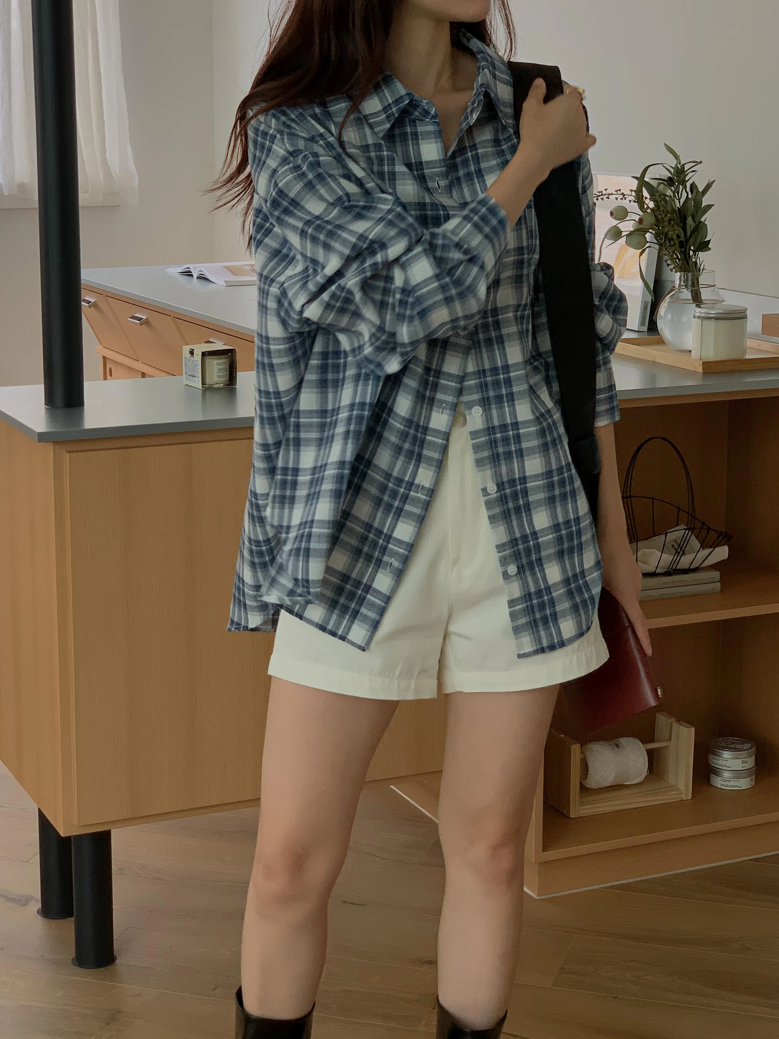ラウンドヘムワンポケットチェックシャツ | 詳細画像1