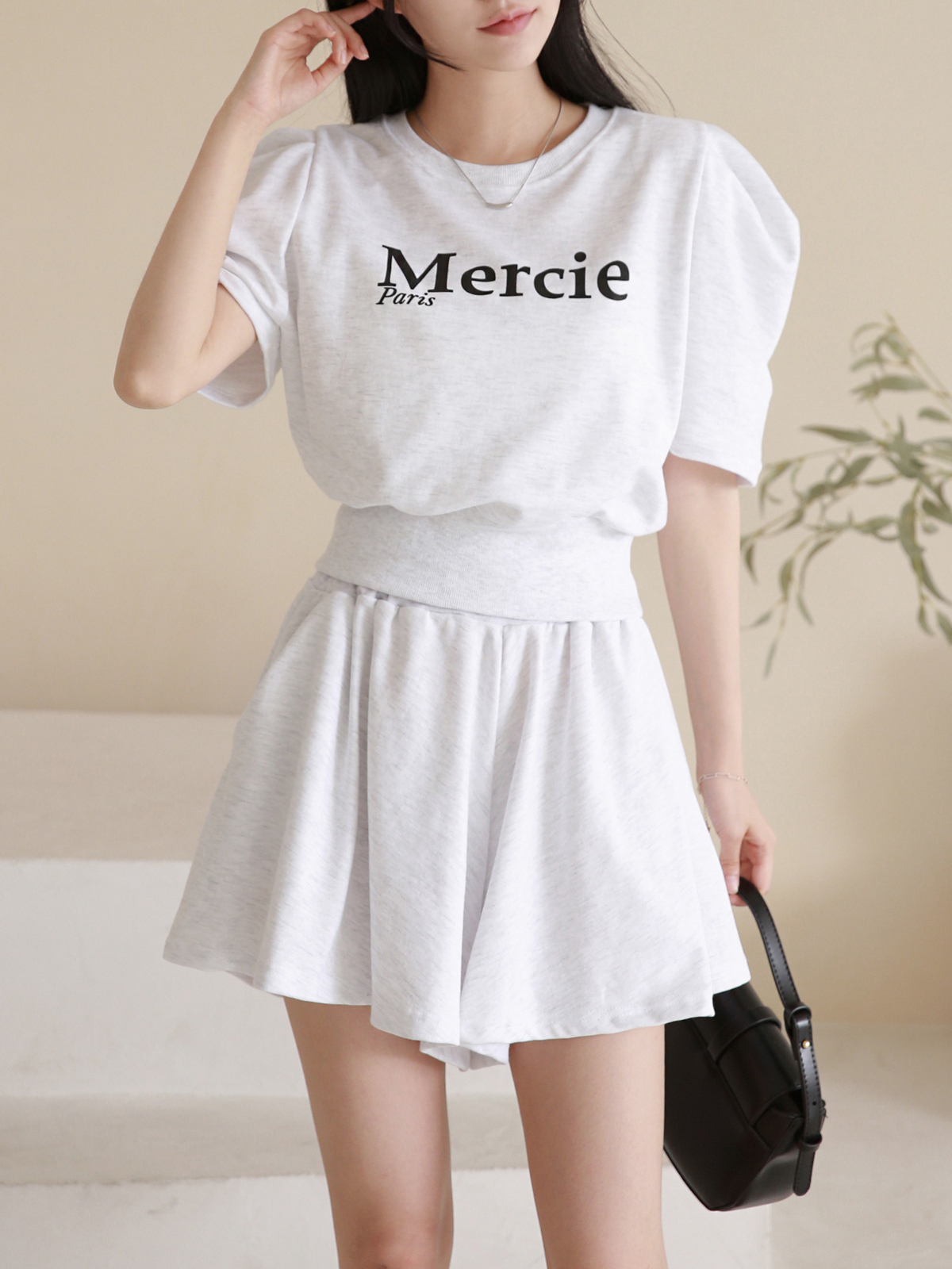 Mercieパフ半袖スウェット&フレアショートパンツSET | 詳細画像12