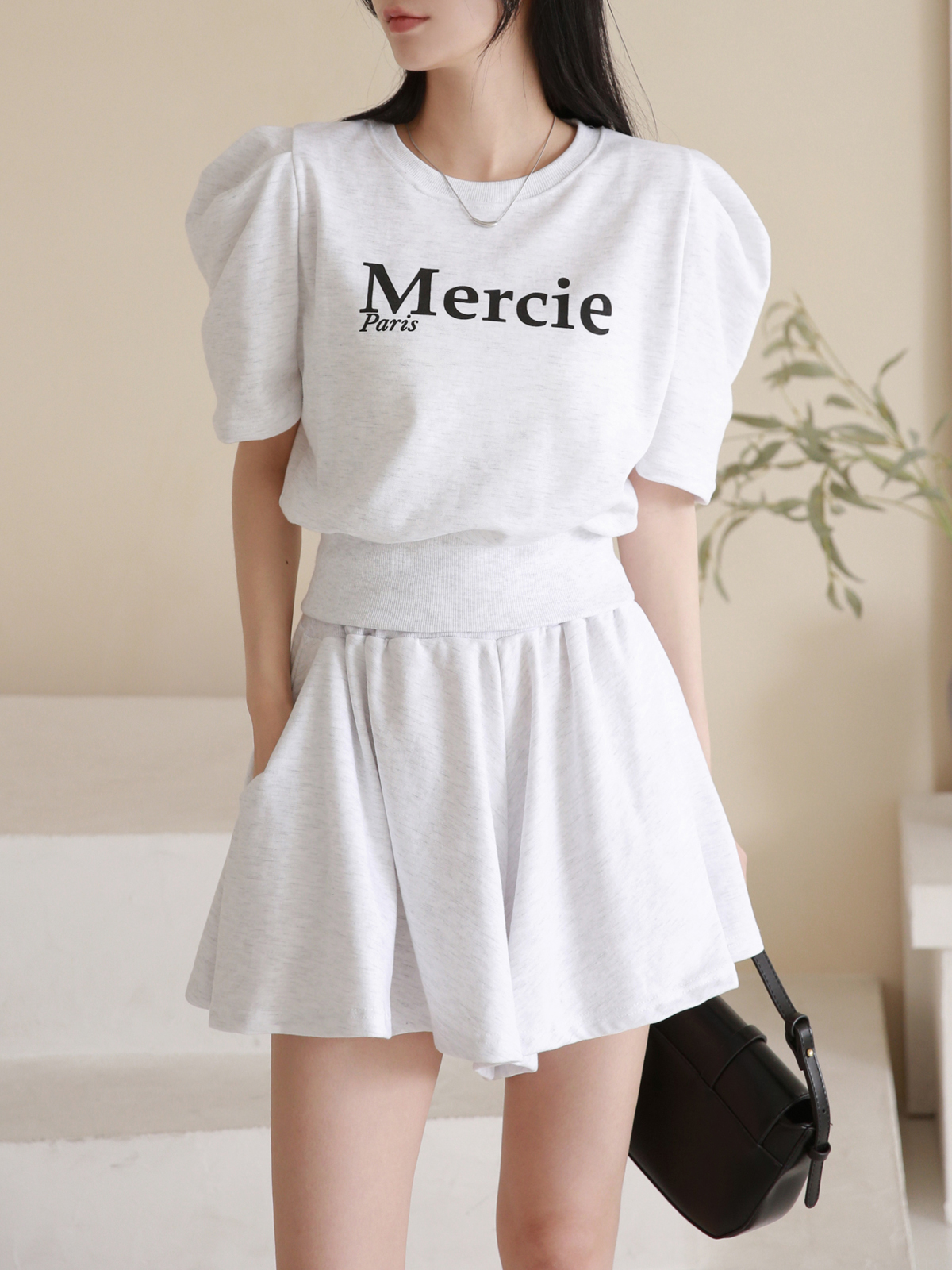 Mercieパフ半袖スウェット&フレアショートパンツSET | 詳細画像9