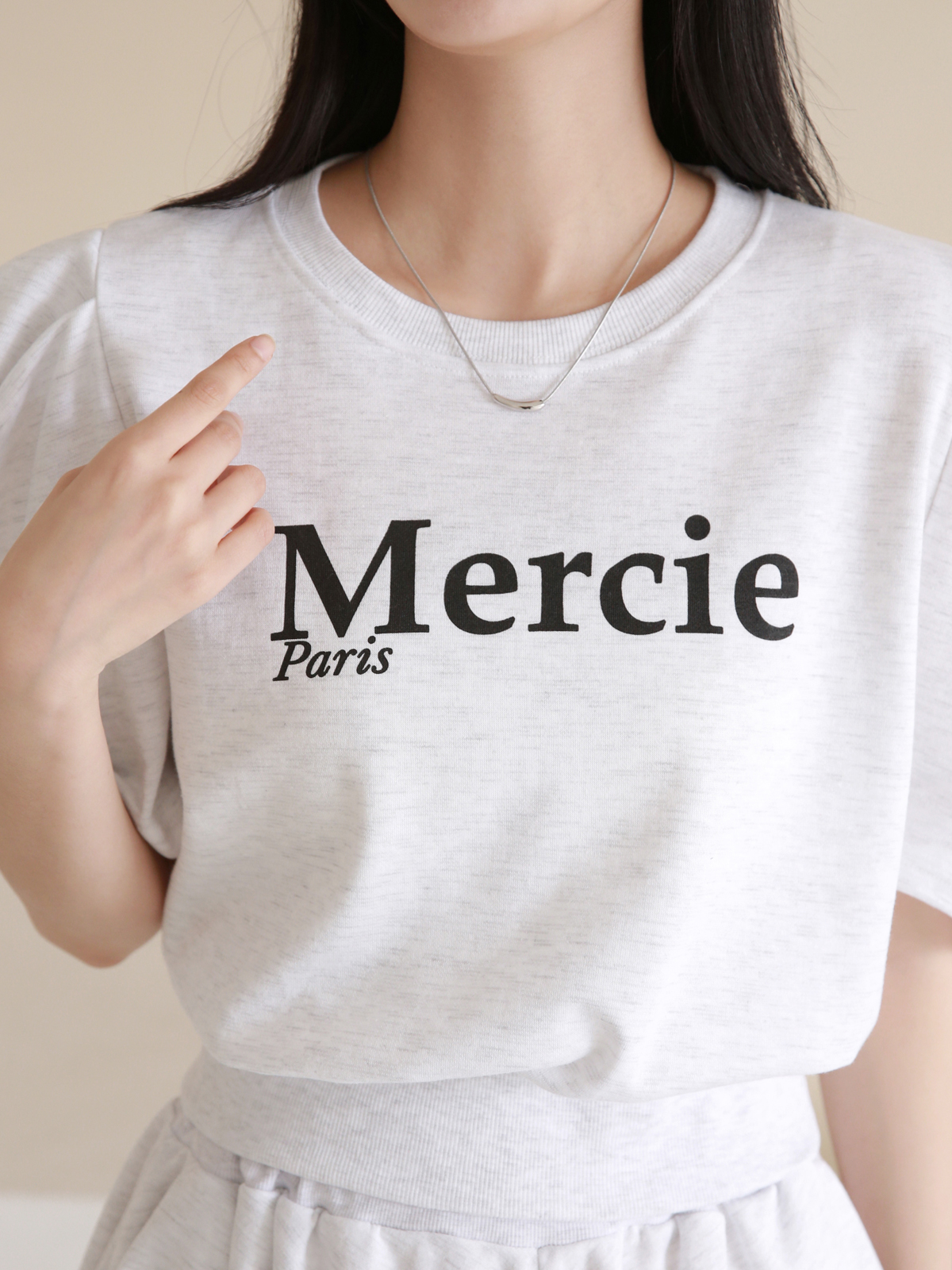 Mercieパフ半袖スウェット&フレアショートパンツSET | 詳細画像15