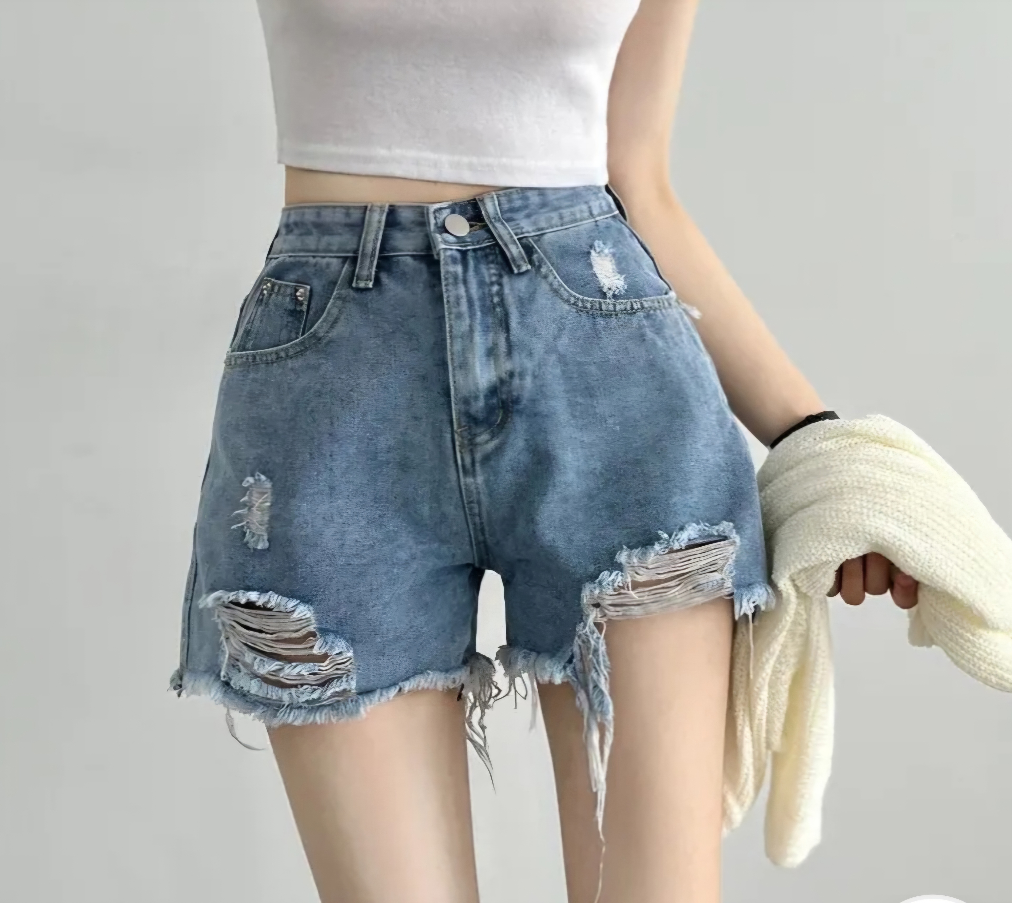 クラッシュダメージショートデニムパンツ | 詳細画像2