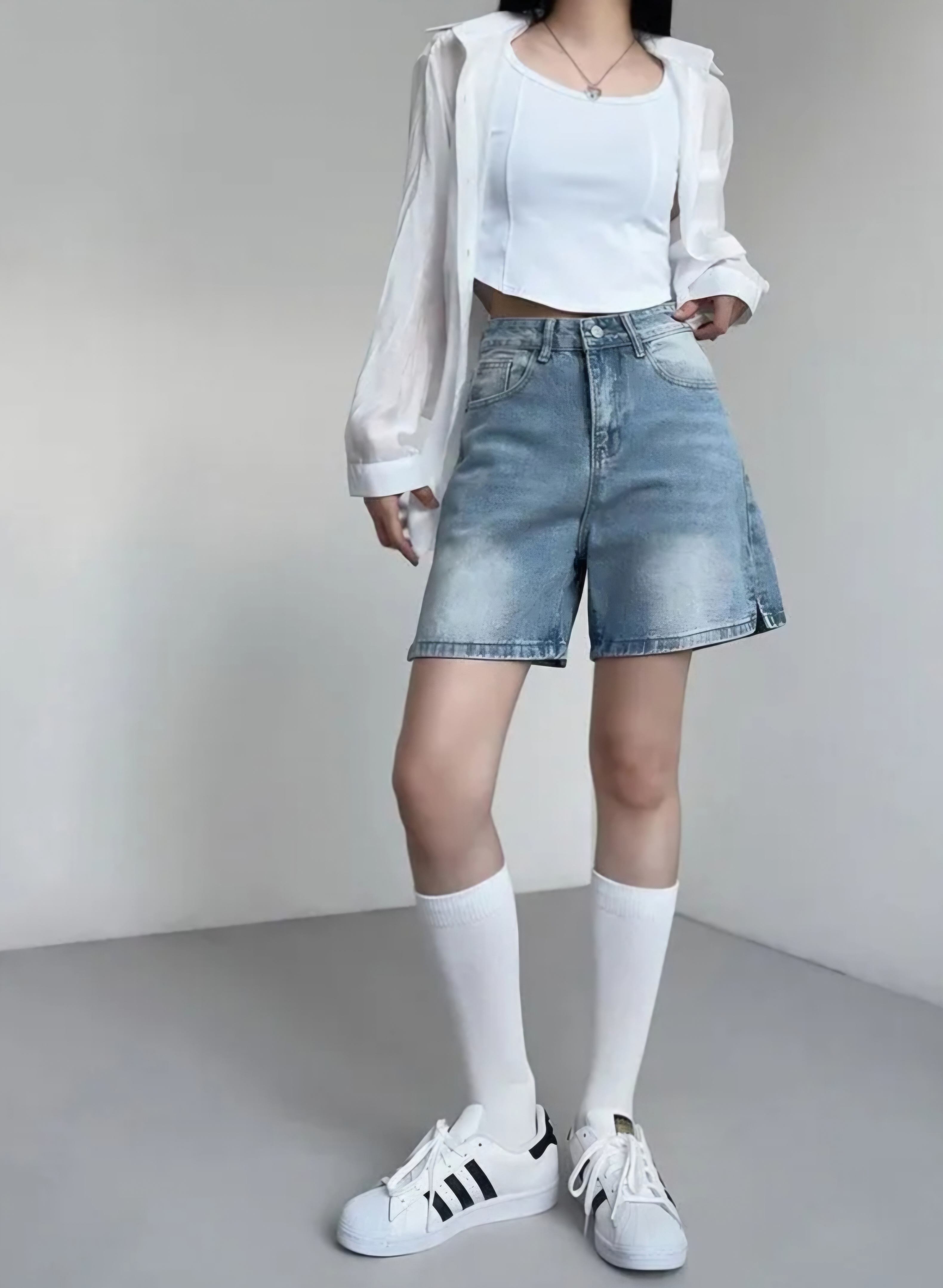 ハイウエストスリットデニムショートパンツ | 詳細画像3