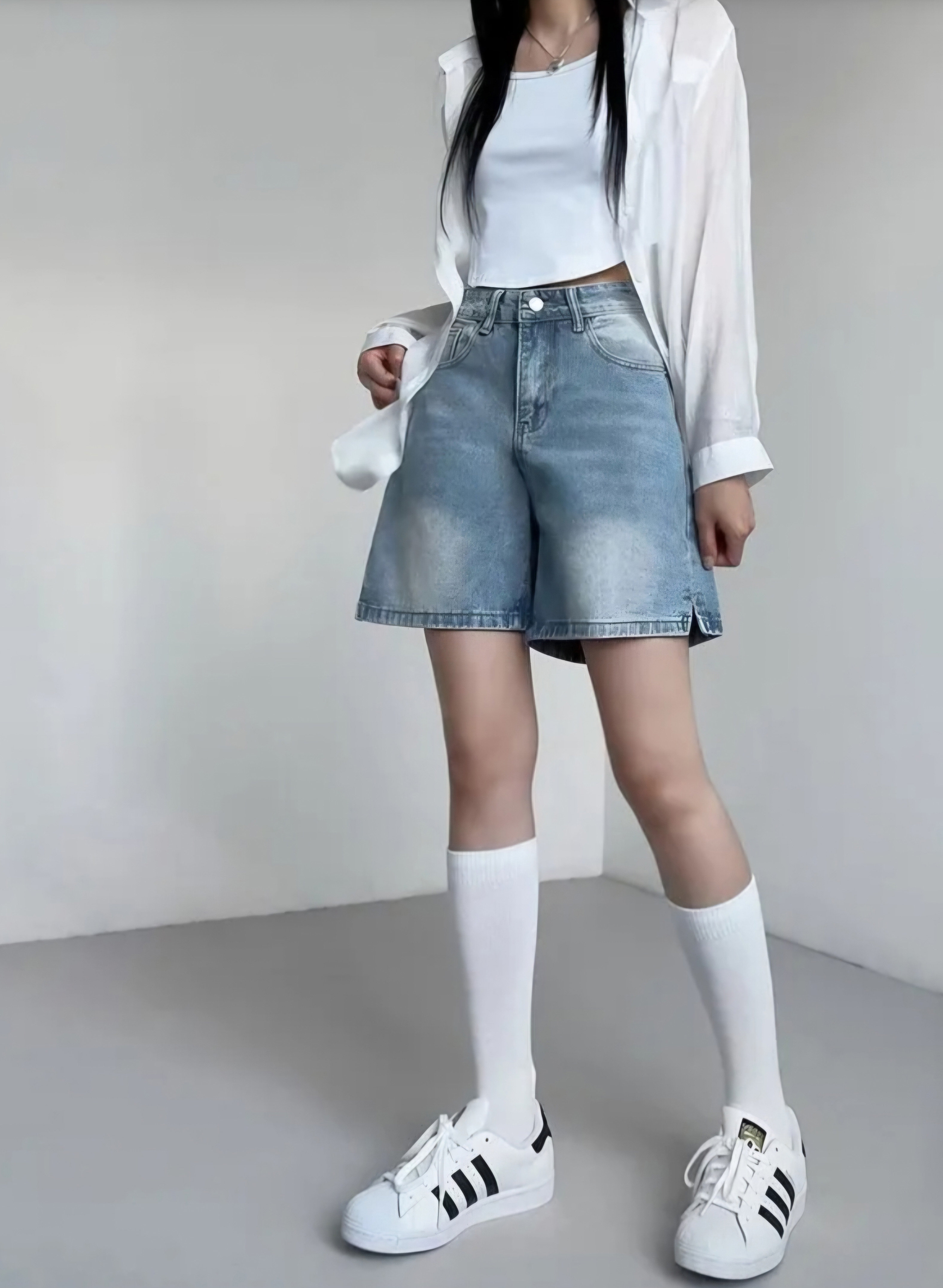 ハイウエストスリットデニムショートパンツ | 詳細画像4