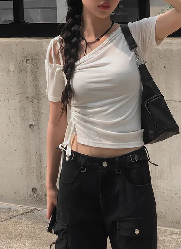 シャーリングワンショル半袖Tシャツ | anyonemore | 詳細画像1