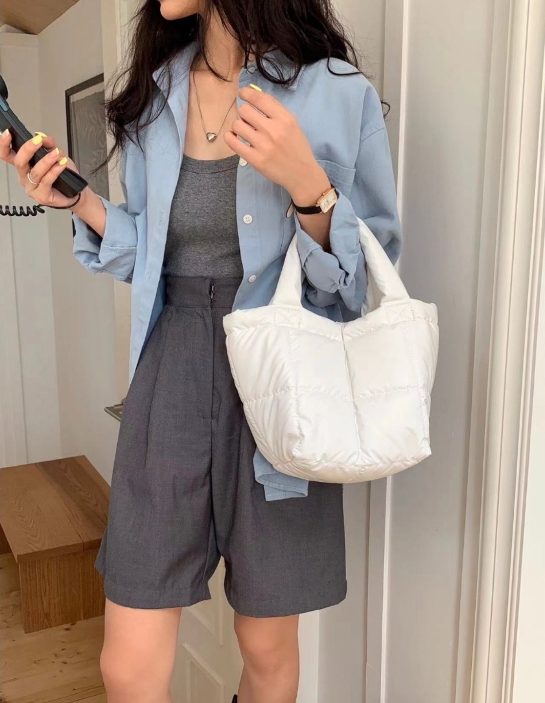 キルティング台形トートバッグ | 詳細画像2