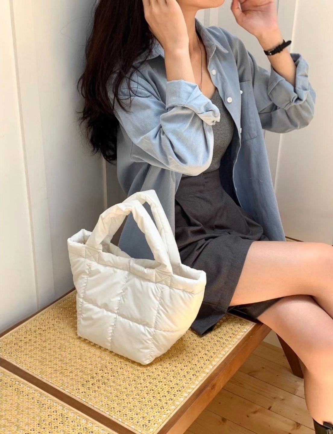 キルティング台形トートバッグ | 詳細画像5