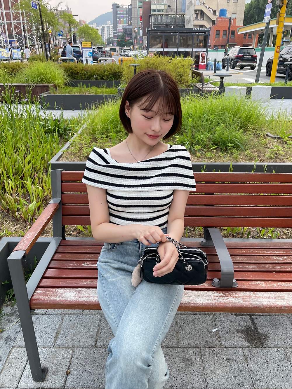 アンバランスオフショル風ボーダーTシャツ | 詳細画像15