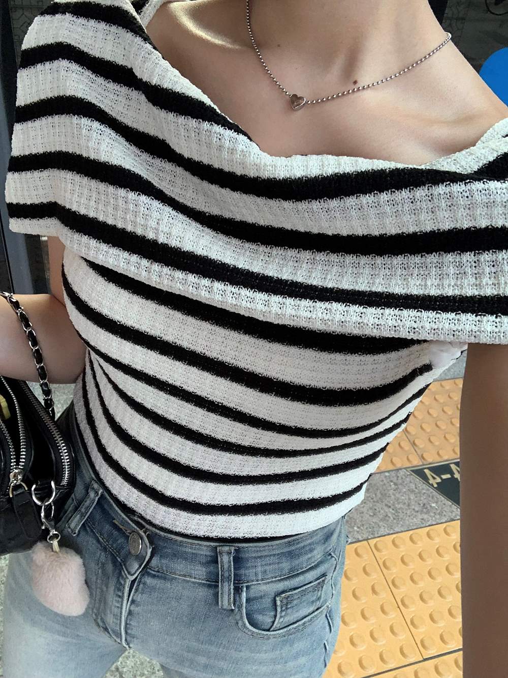 アンバランスオフショル風ボーダーTシャツ | 詳細画像19