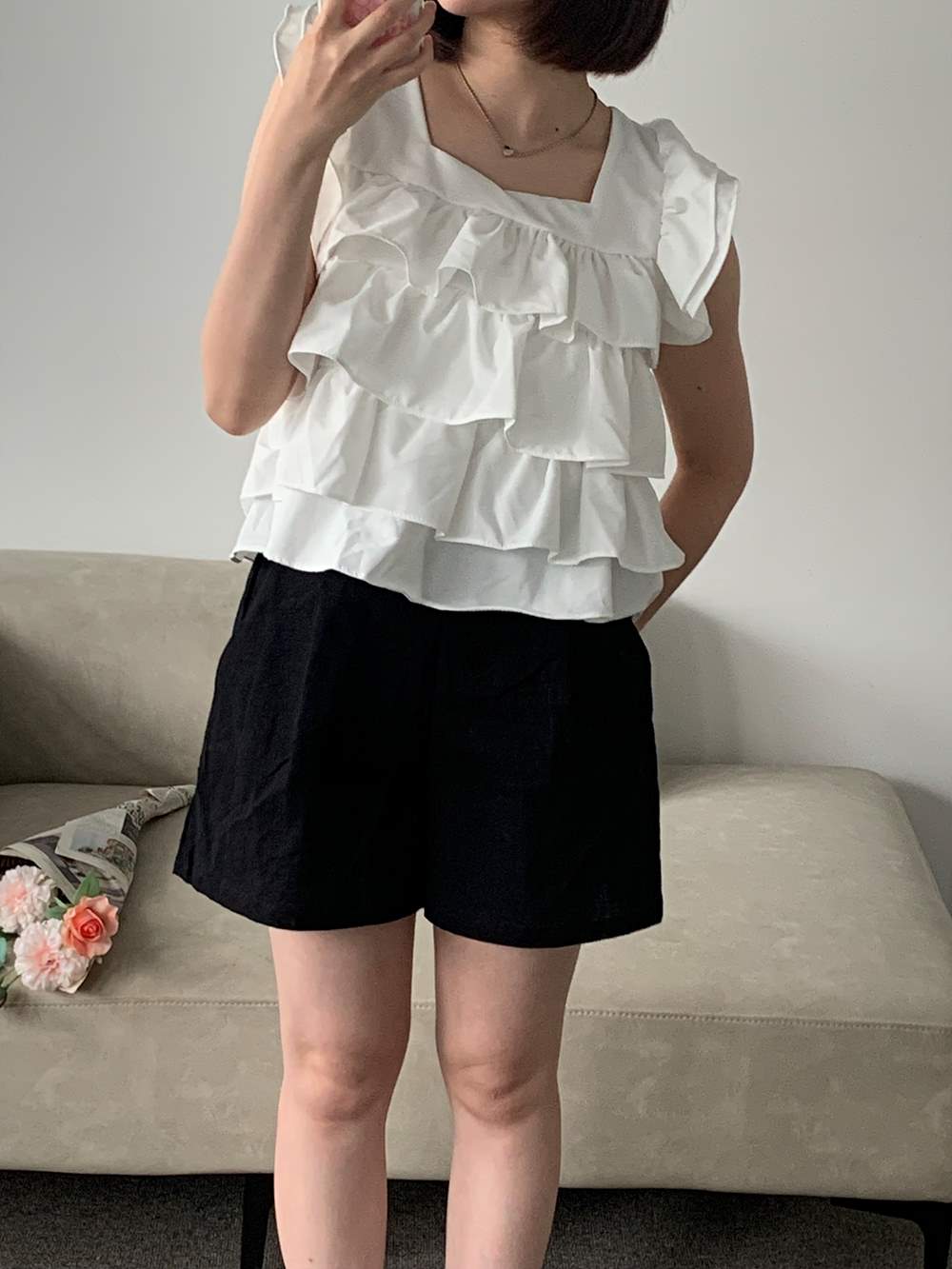 リネン混3分丈キュロットパンツ | 詳細画像10