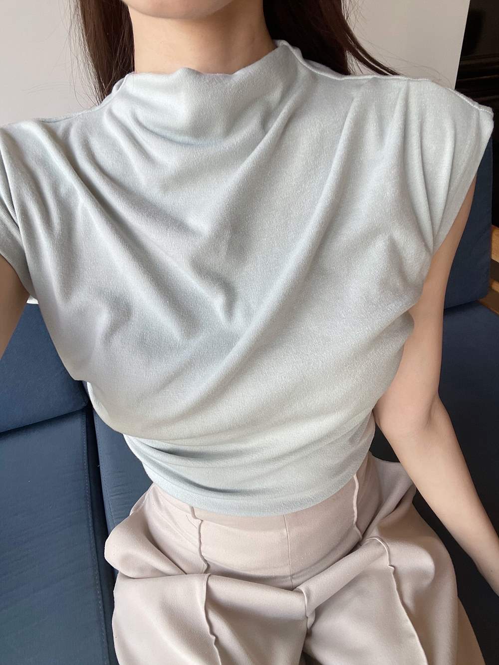 モックネックフレンチスリーブTシャツ | 詳細画像11