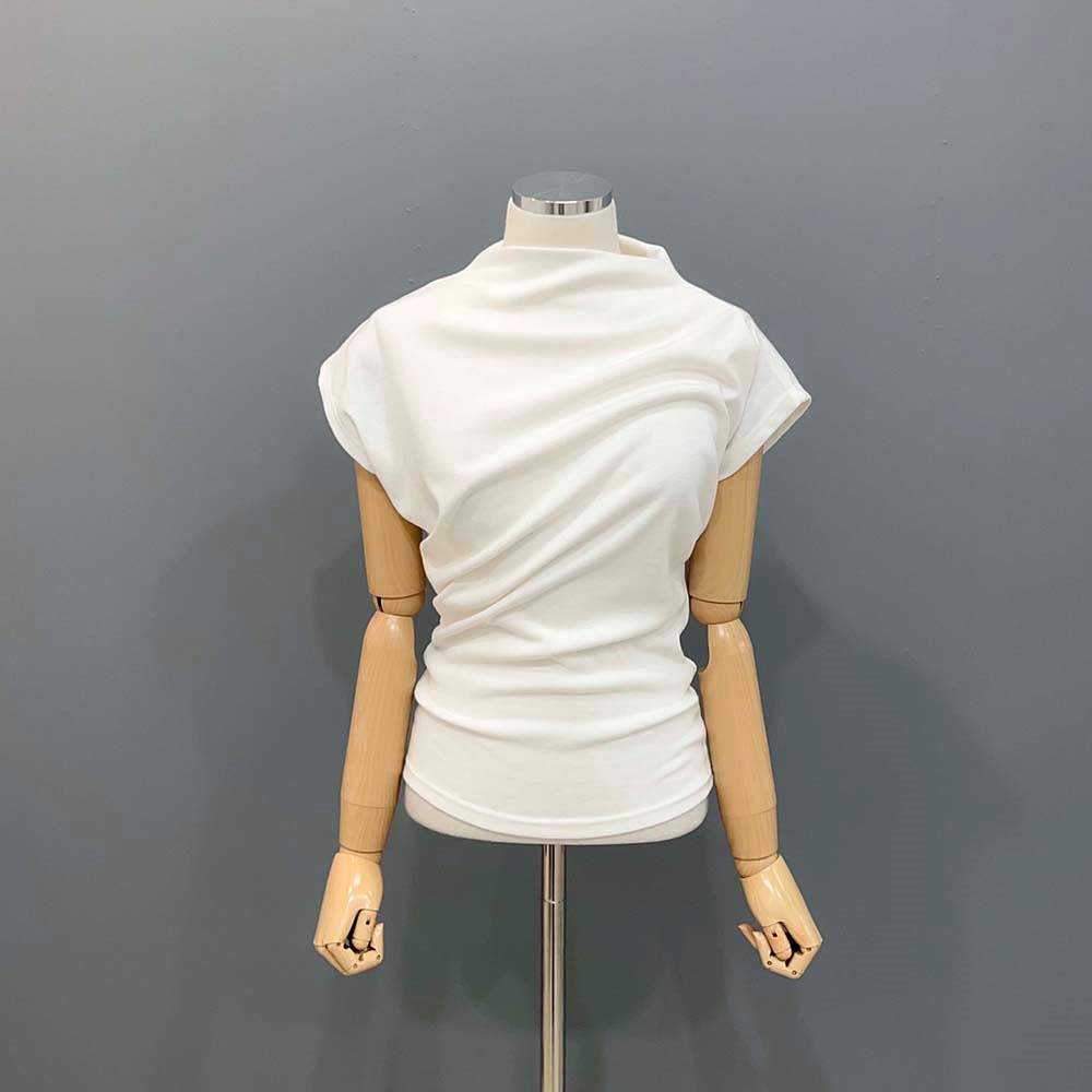 モックネックフレンチスリーブTシャツ | 詳細画像25