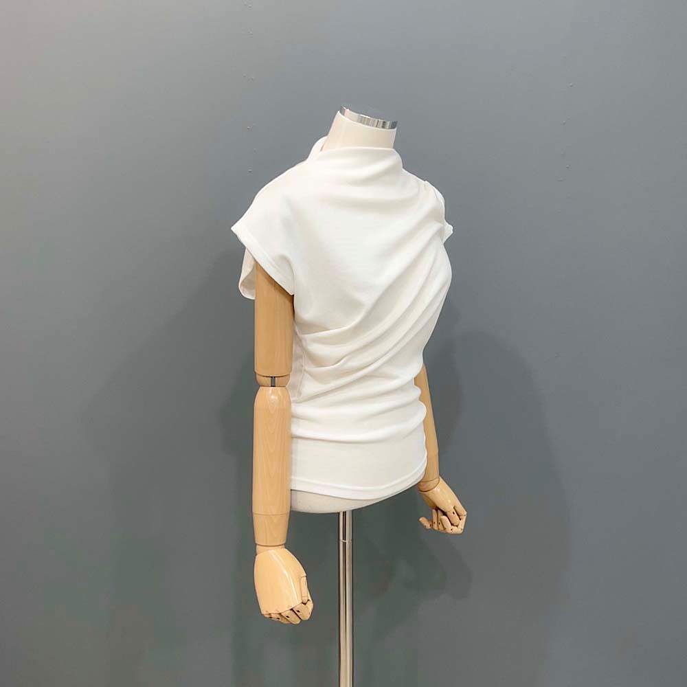 モックネックフレンチスリーブTシャツ | 詳細画像26
