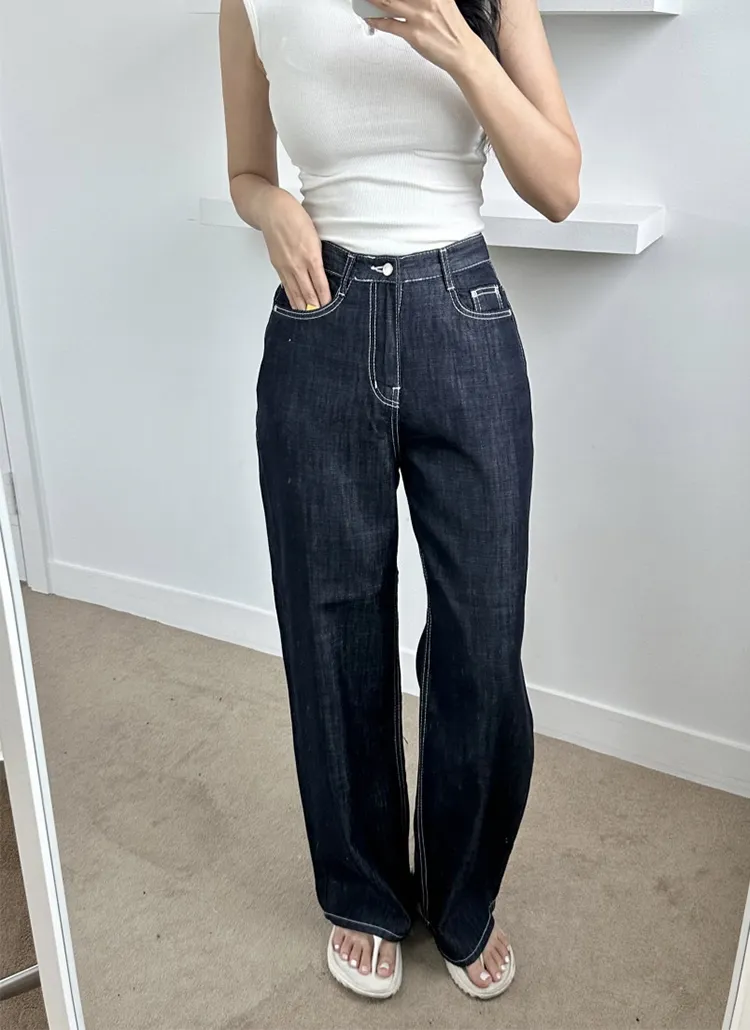 クールタッチノンフェードワイドデニムパンツ | yefit | 詳細画像1