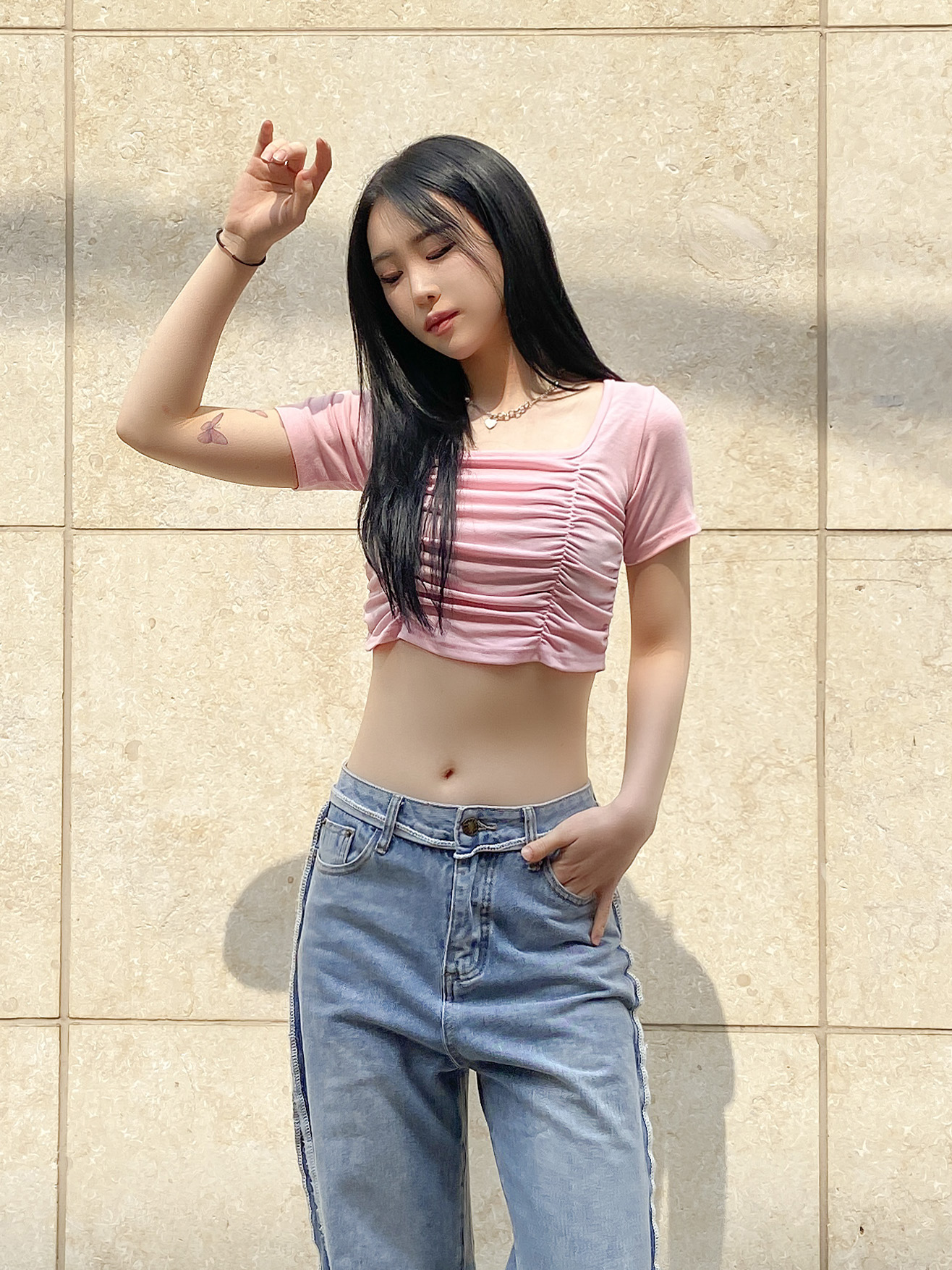 シャーリングスクエアクロップド半袖Tシャツ | 詳細画像6