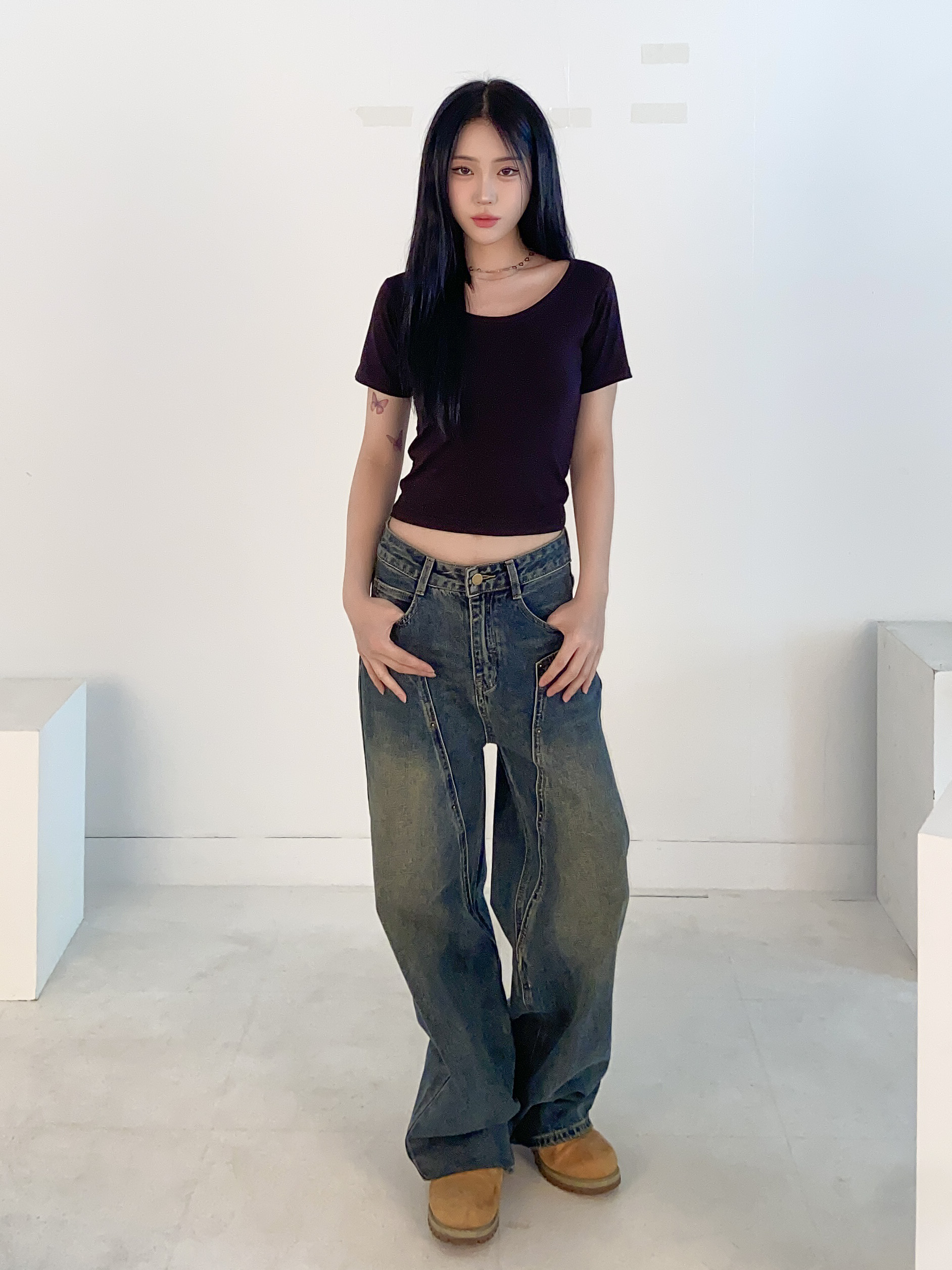 クロップドUネック半袖Tシャツ | 詳細画像14