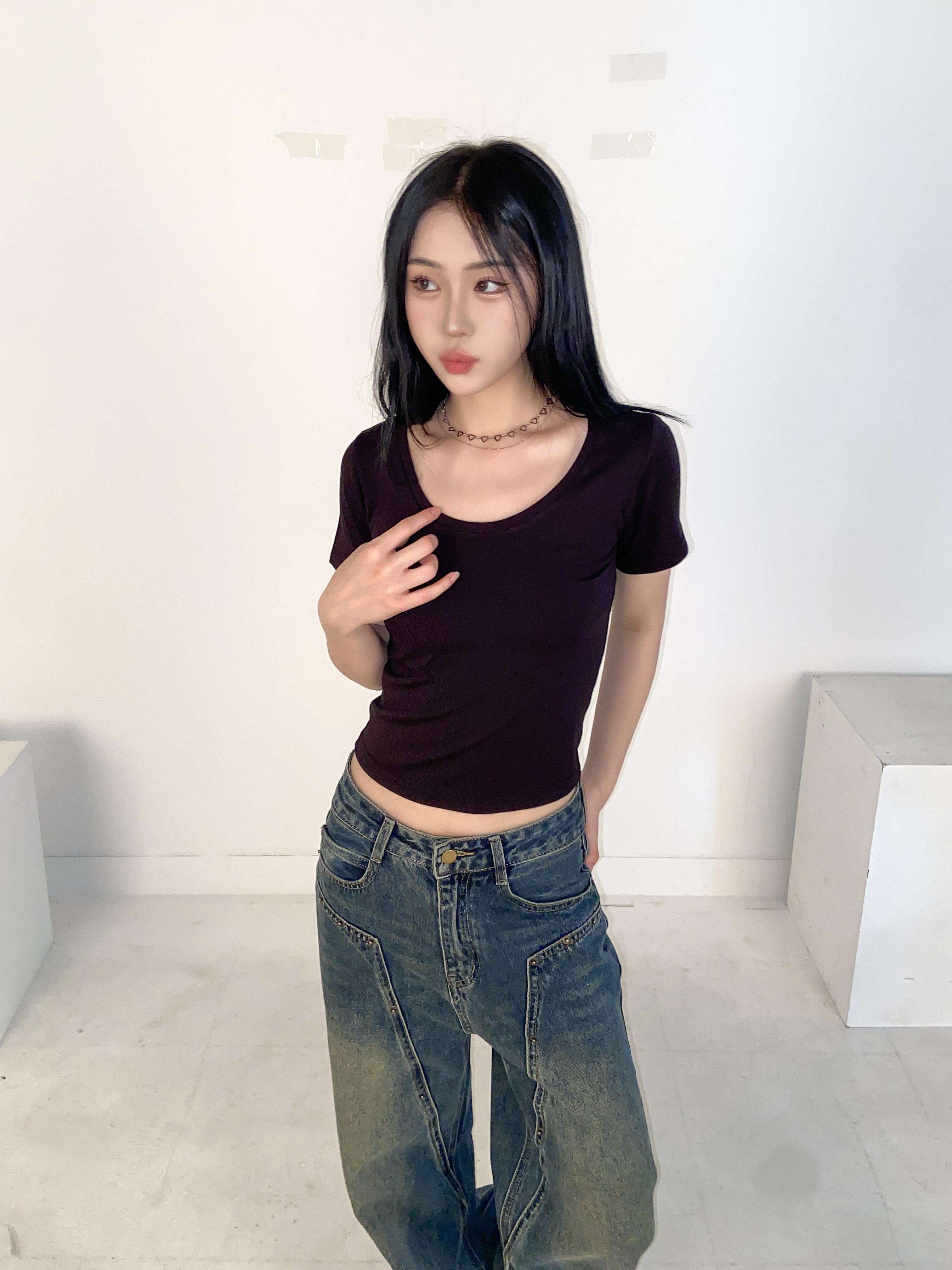 クロップドUネック半袖Tシャツ | 詳細画像16