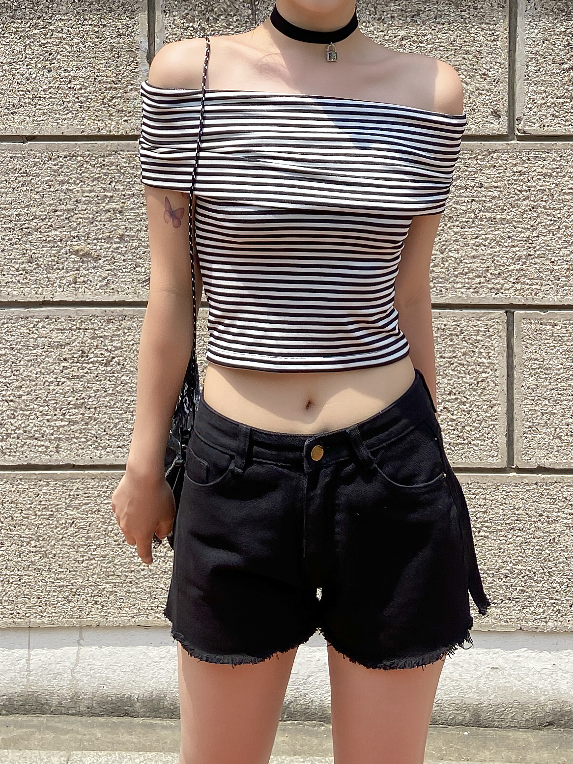 クロップドボーダーオフショルTシャツ | 詳細画像7
