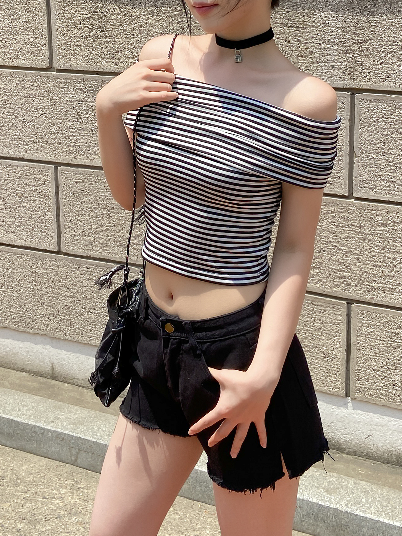 クロップドボーダーオフショルTシャツ | 詳細画像9