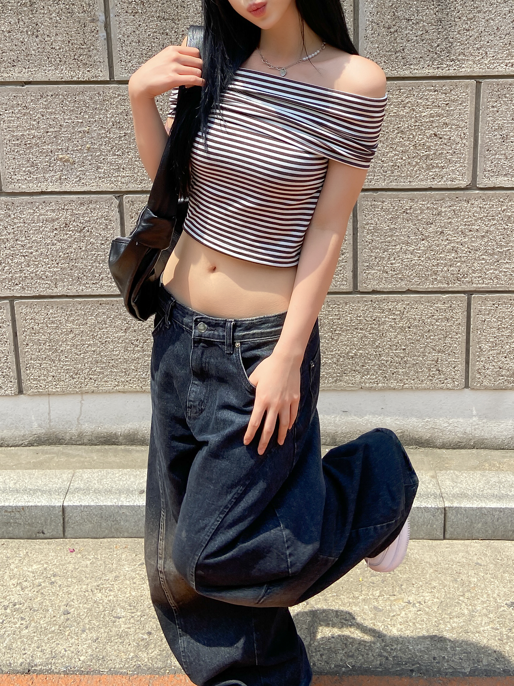 クロップドボーダーオフショルTシャツ | 詳細画像11