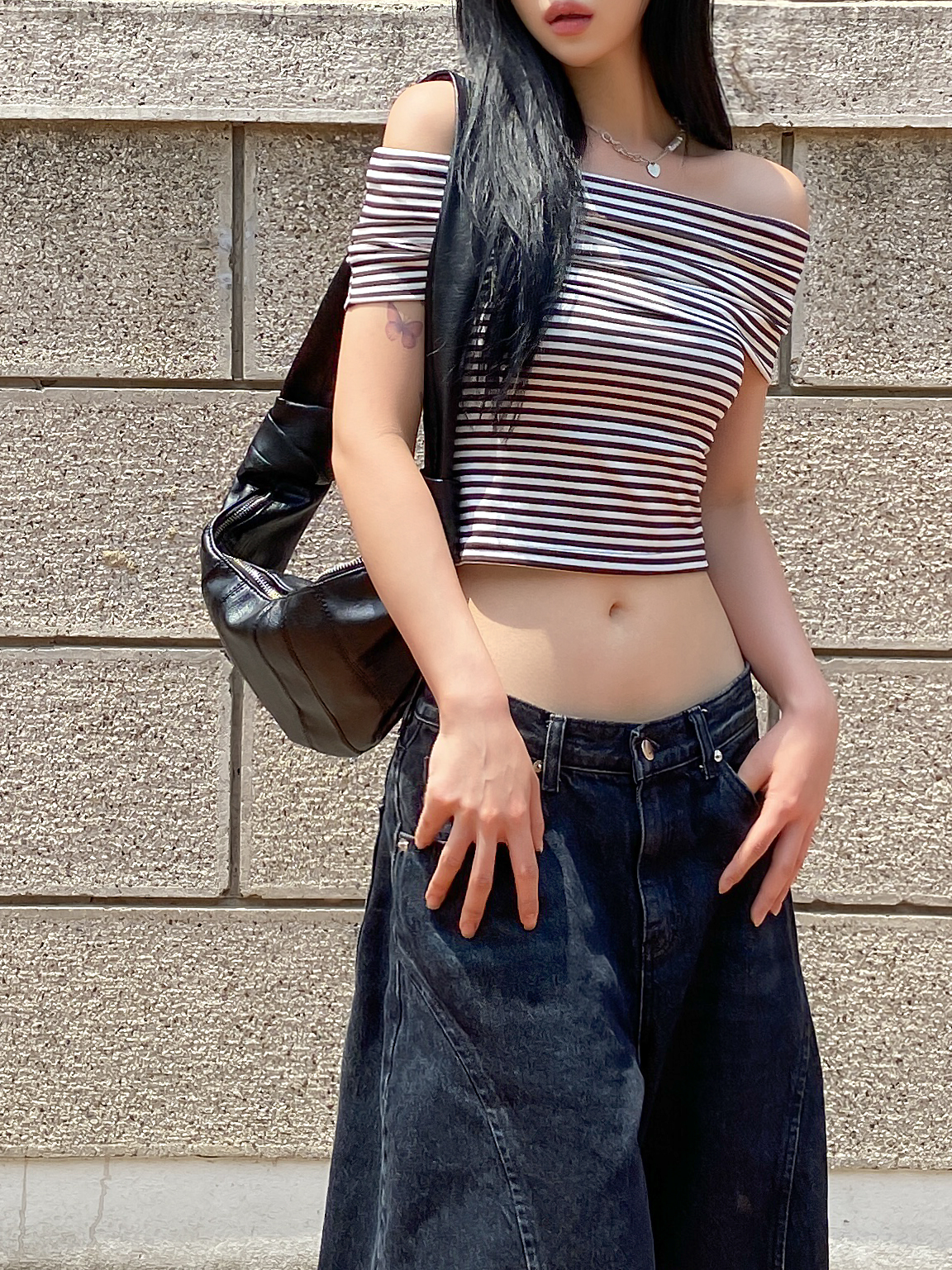 クロップドボーダーオフショルTシャツ | 詳細画像15