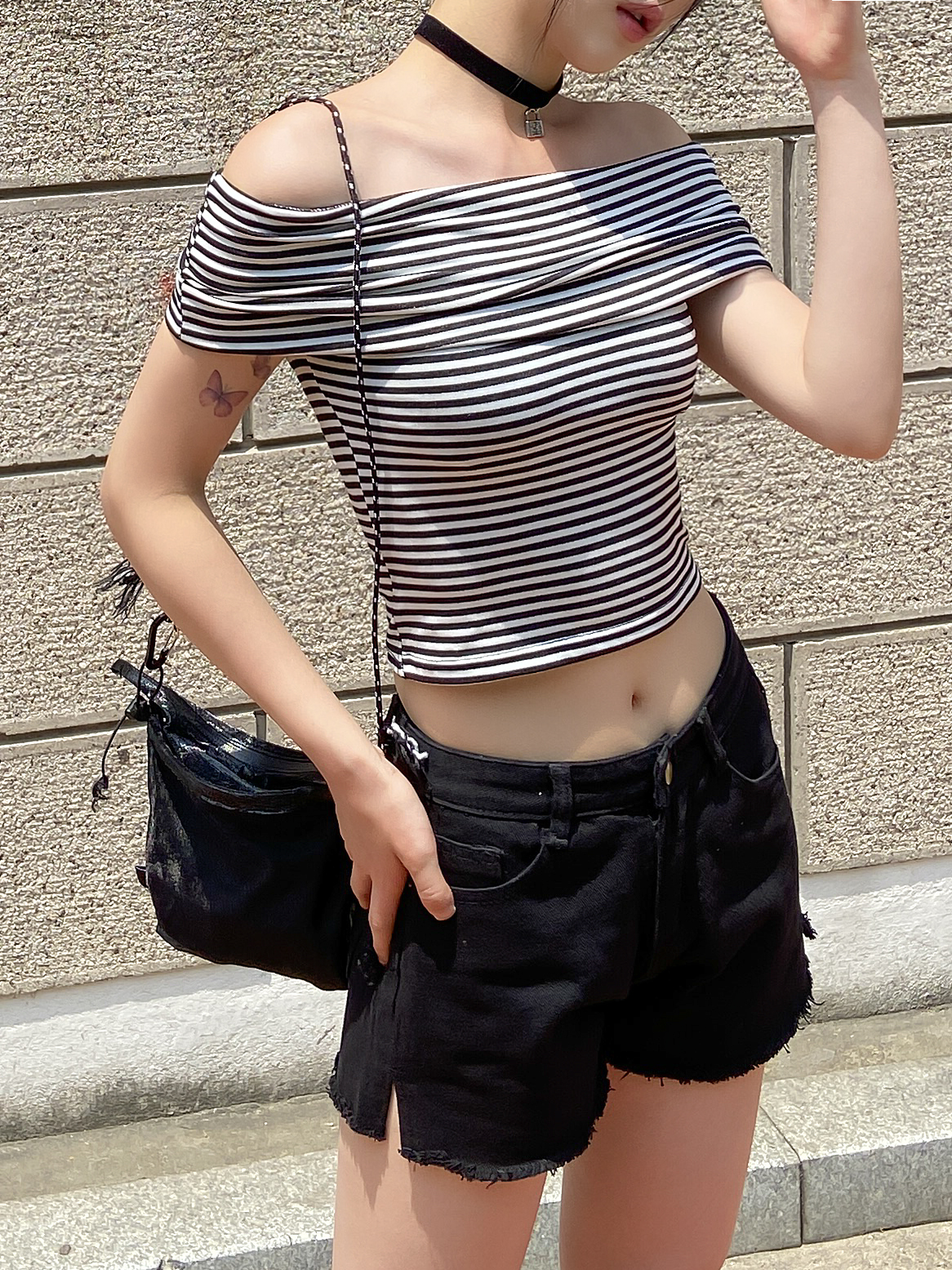 クロップドボーダーオフショルTシャツ | 詳細画像8