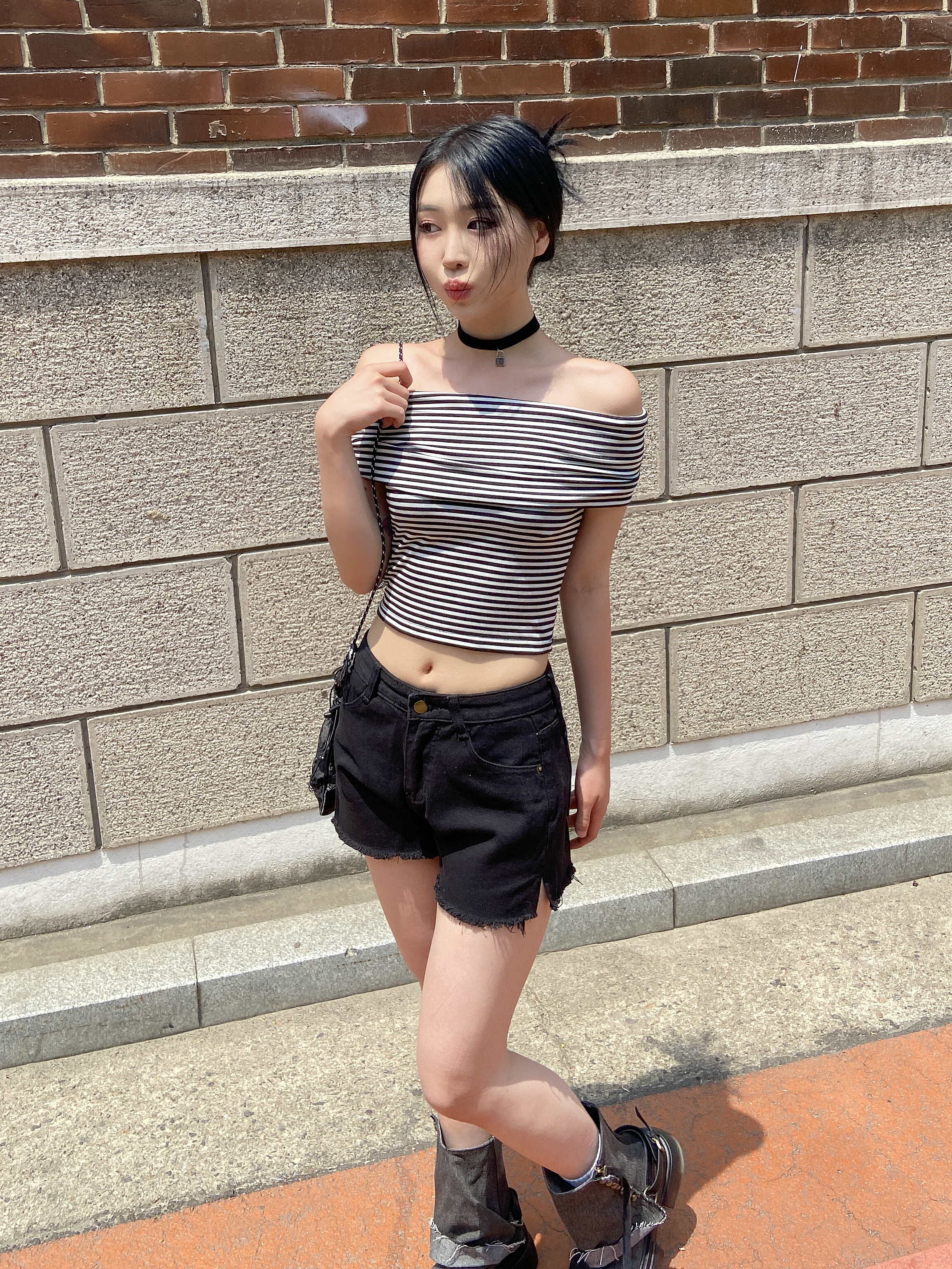 クロップドボーダーオフショルTシャツ | 詳細画像10