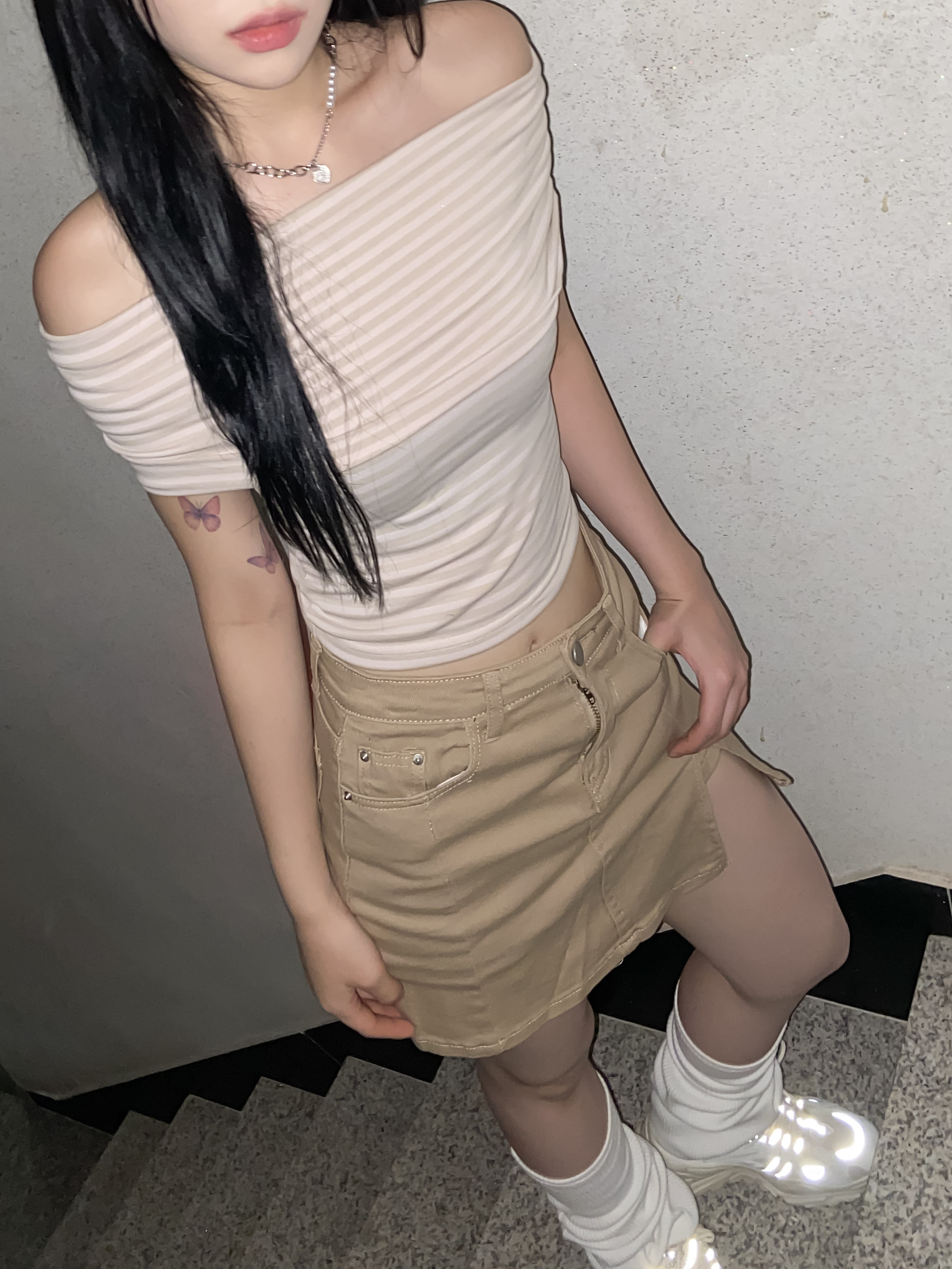 クロップドボーダーオフショルTシャツ | 詳細画像3