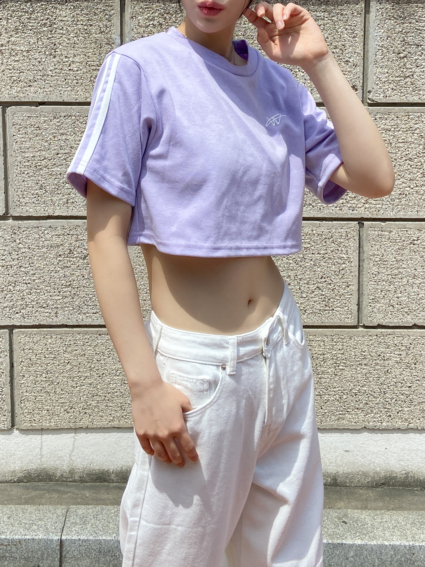 ダブルライン刺繍クロップド半袖Tシャツ | 詳細画像12
