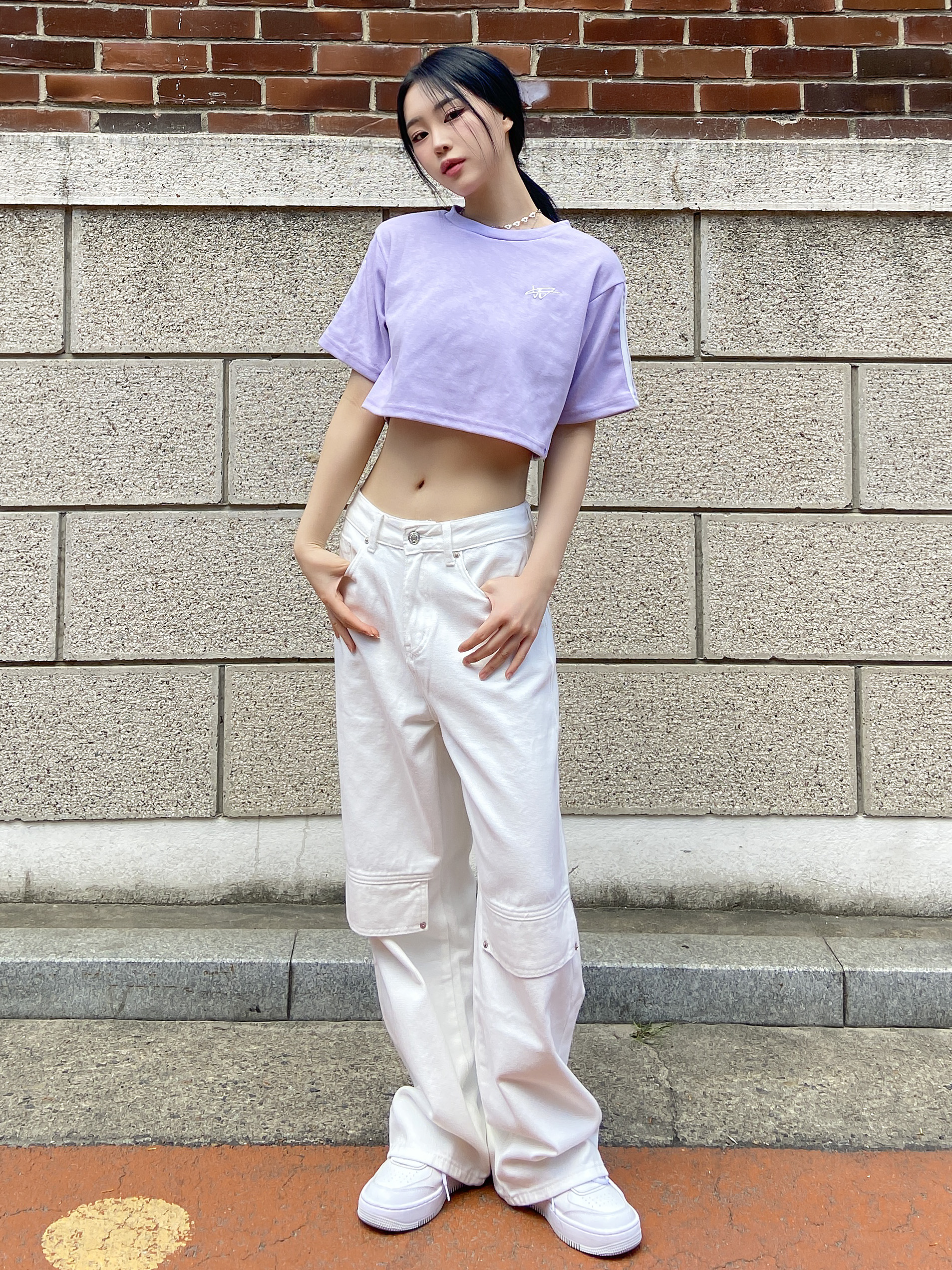 ダブルライン刺繍クロップド半袖Tシャツ | 詳細画像15