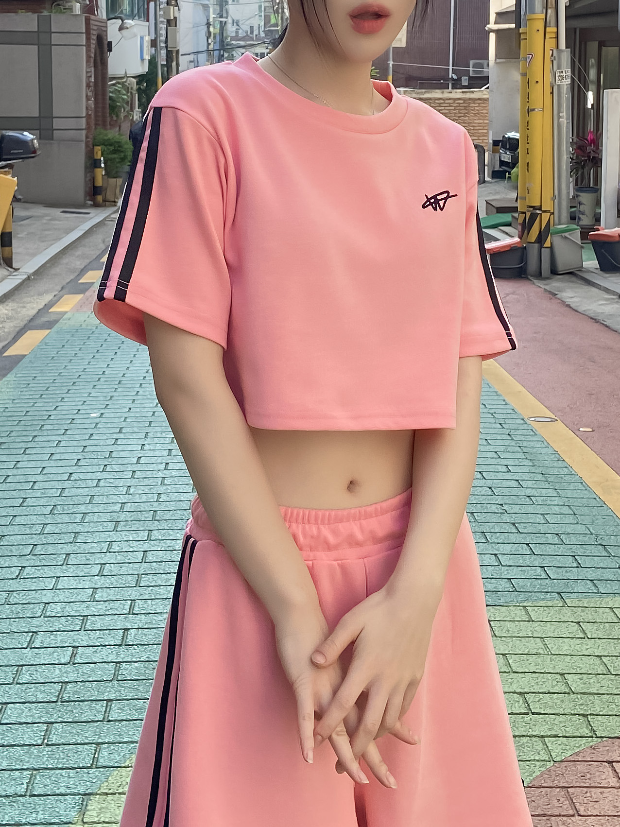 ダブルライン刺繍クロップド半袖Tシャツ | 詳細画像3